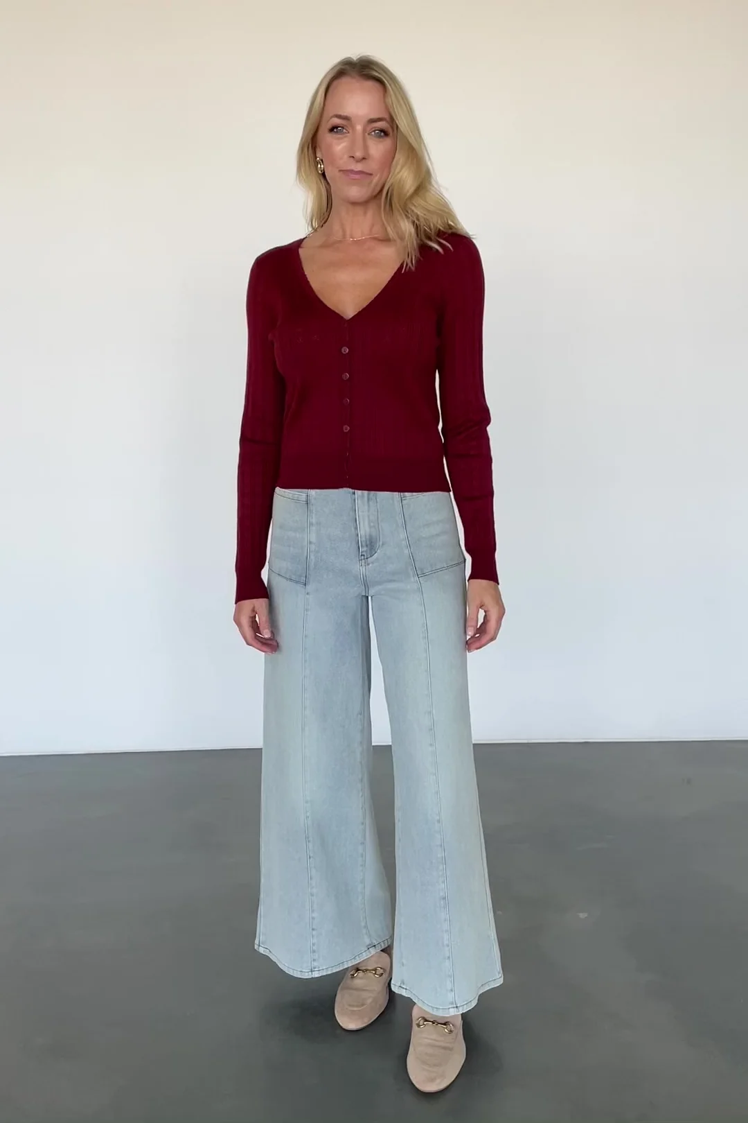 Heidi Pointelle Cardigan - Scalloped V-Neck