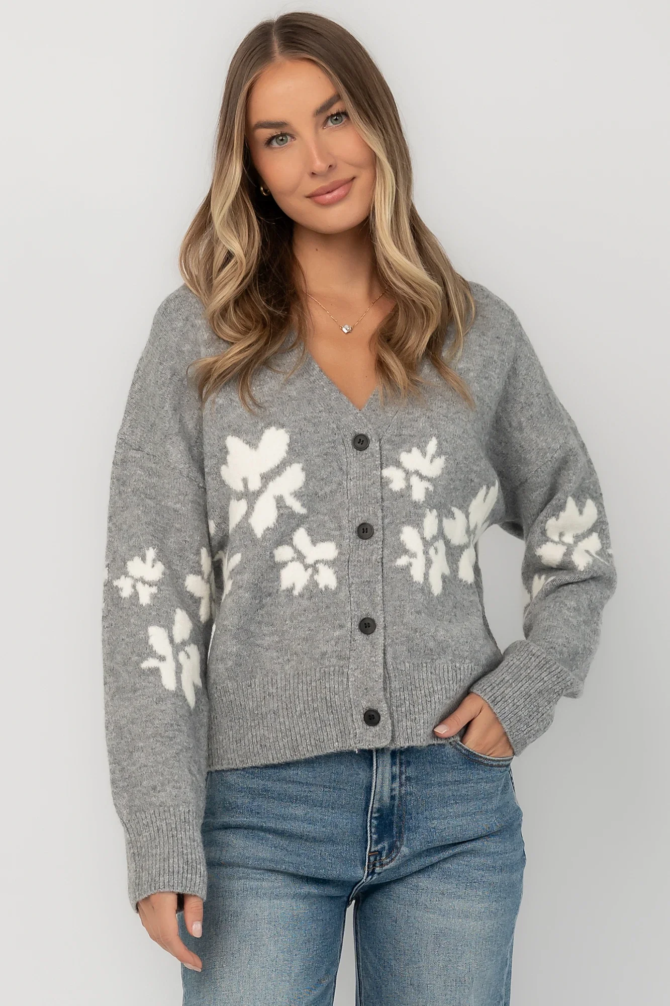 Adelana Knit Cardigan | Gray
