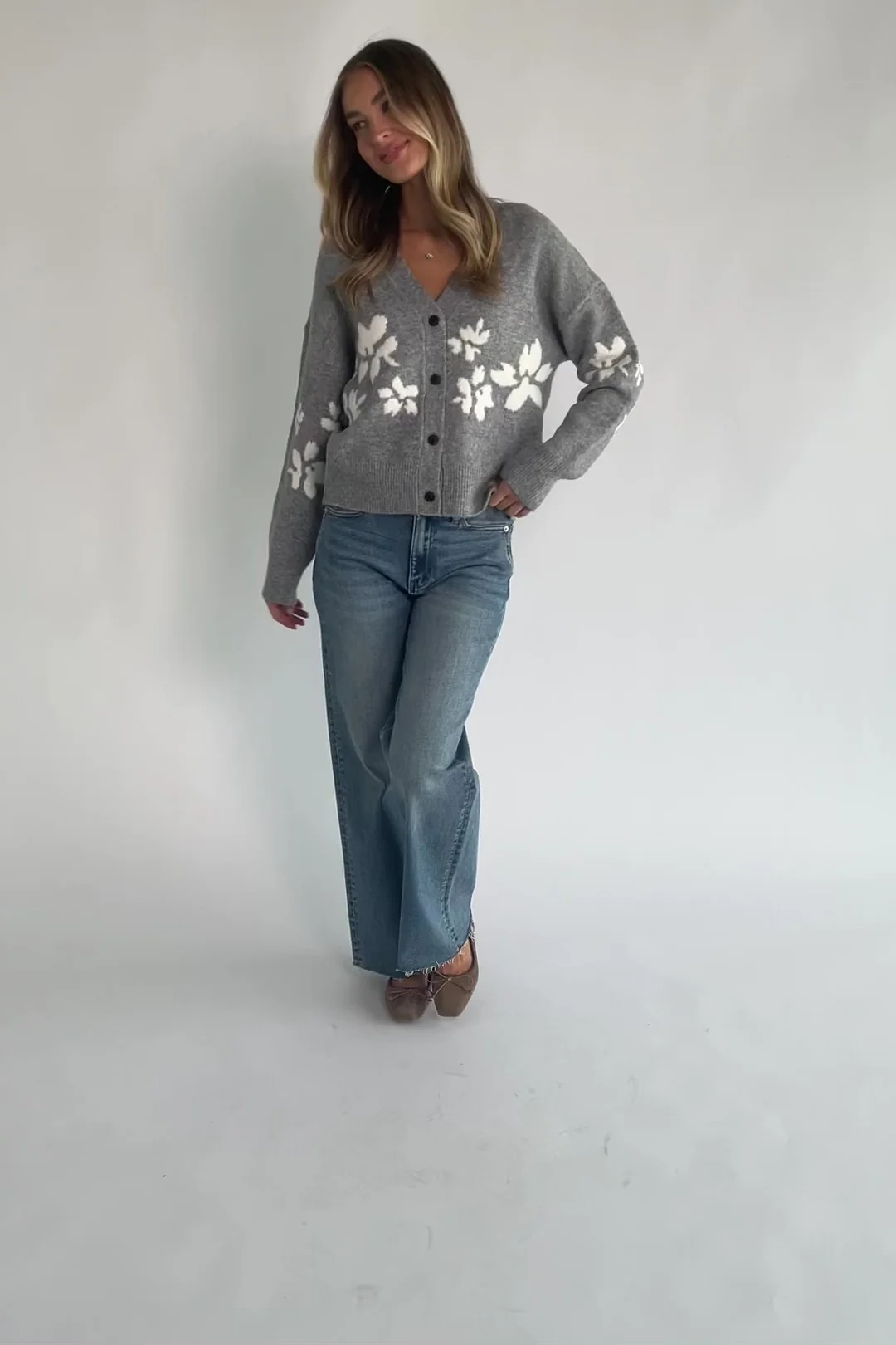 Adelana Knit Cardigan | Gray