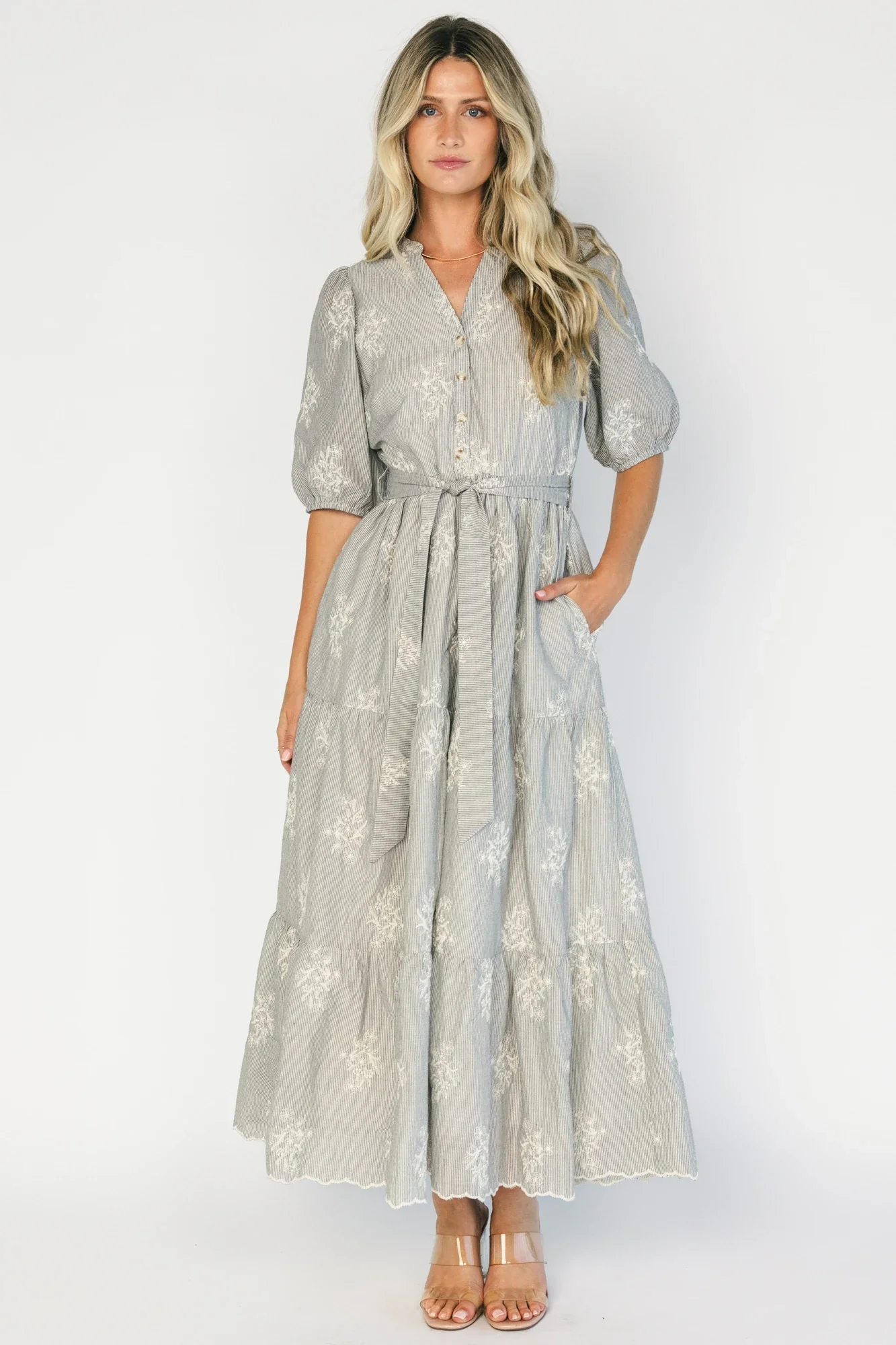 Marguerite Embroidered Maxi Dress - Ivory + Black