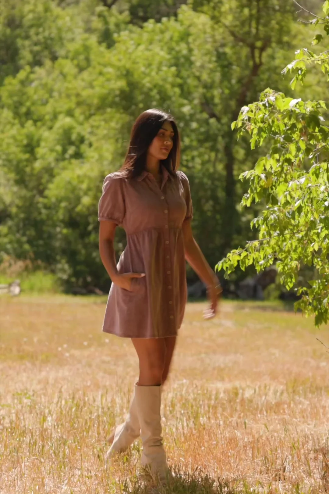 Tiffany Button Up Short Dress | Dusty Mocha
