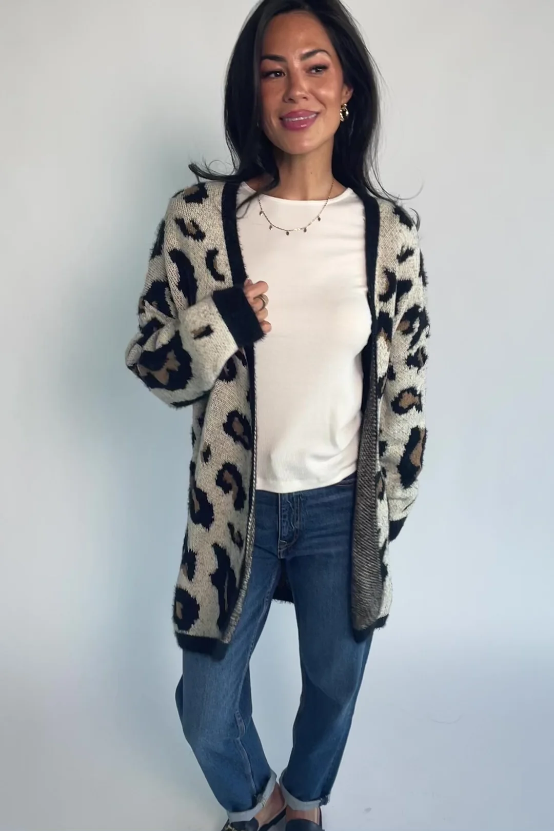 Jeter Open Cardigan | Leopard Print