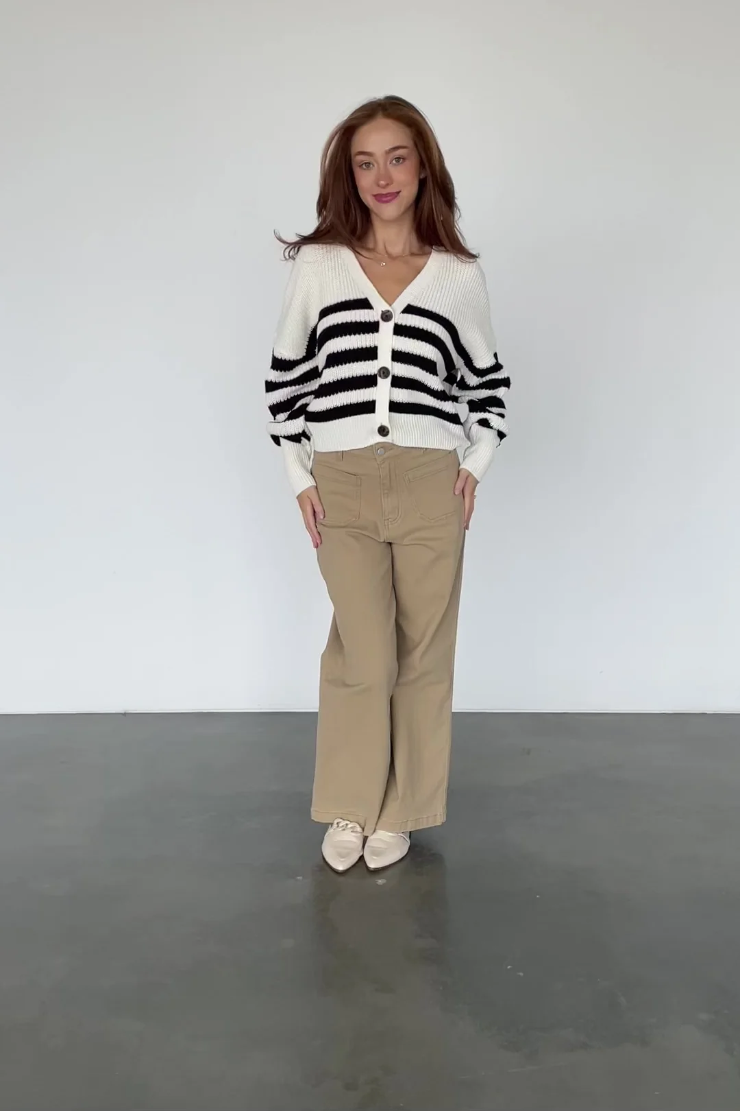 Gracie Knit Cardigan - Ivory & Black Stripe