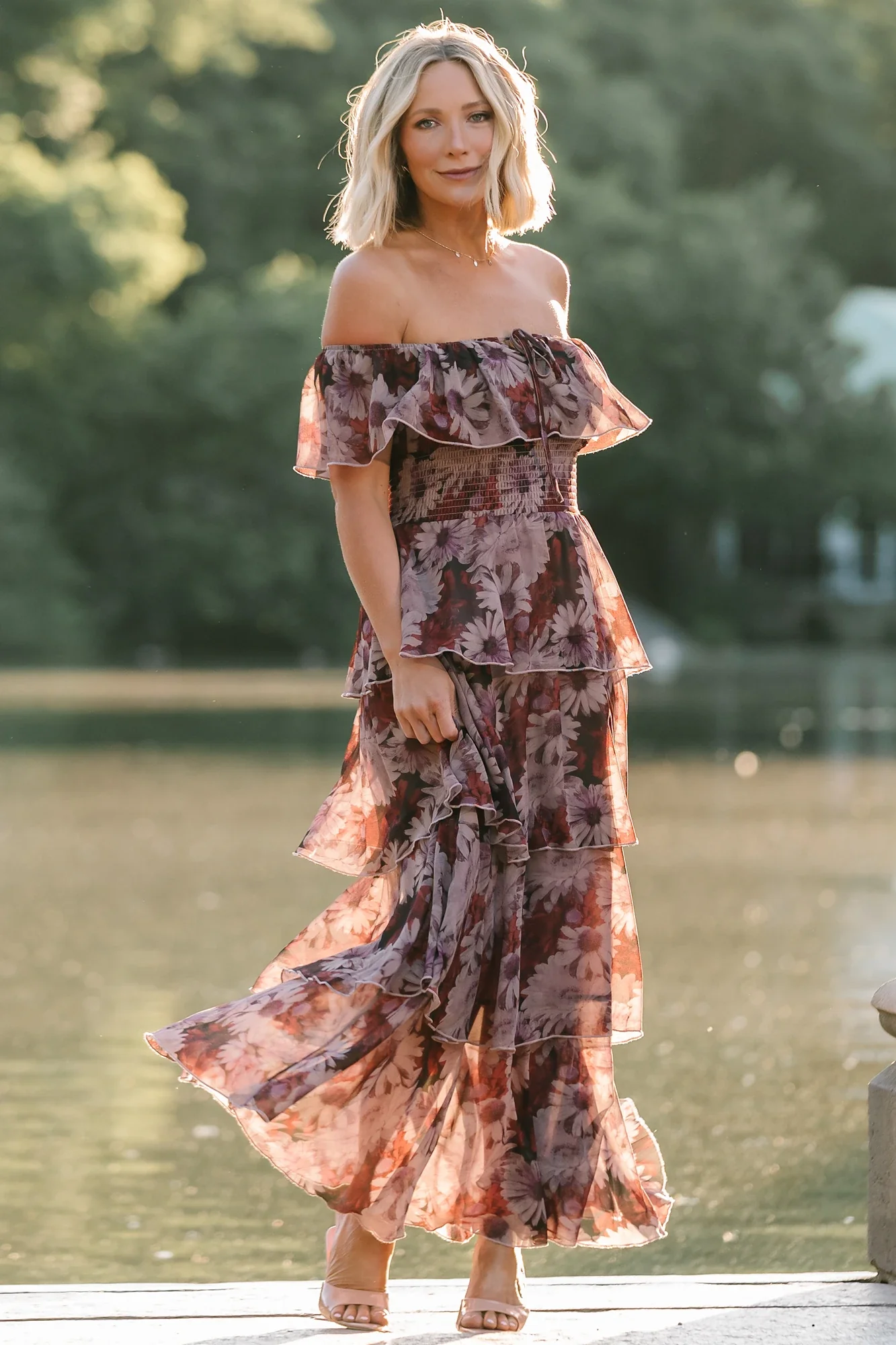 Carina Off-Shoulder Maxi Dress in Multi Floral