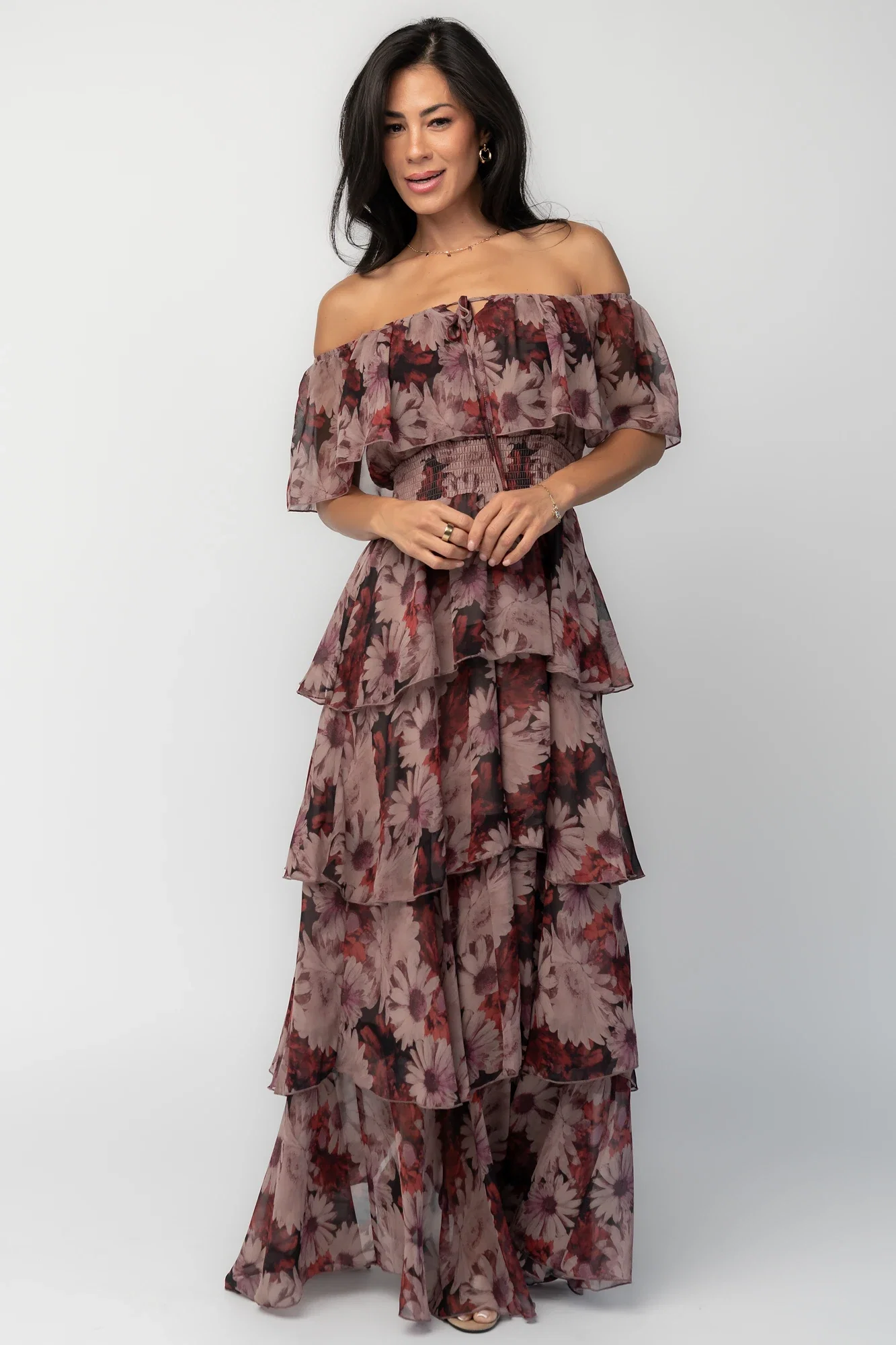 Carina Off-Shoulder Maxi Dress in Multi Floral 3 Carina Off-Shoulder Maxi Dress in Multi Floral