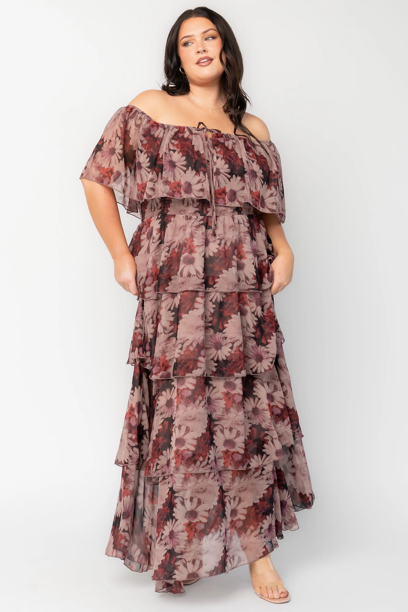Carina Off-Shoulder Maxi Dress in Multi Floral 4 Carina Off-Shoulder Maxi Dress in Multi Floral