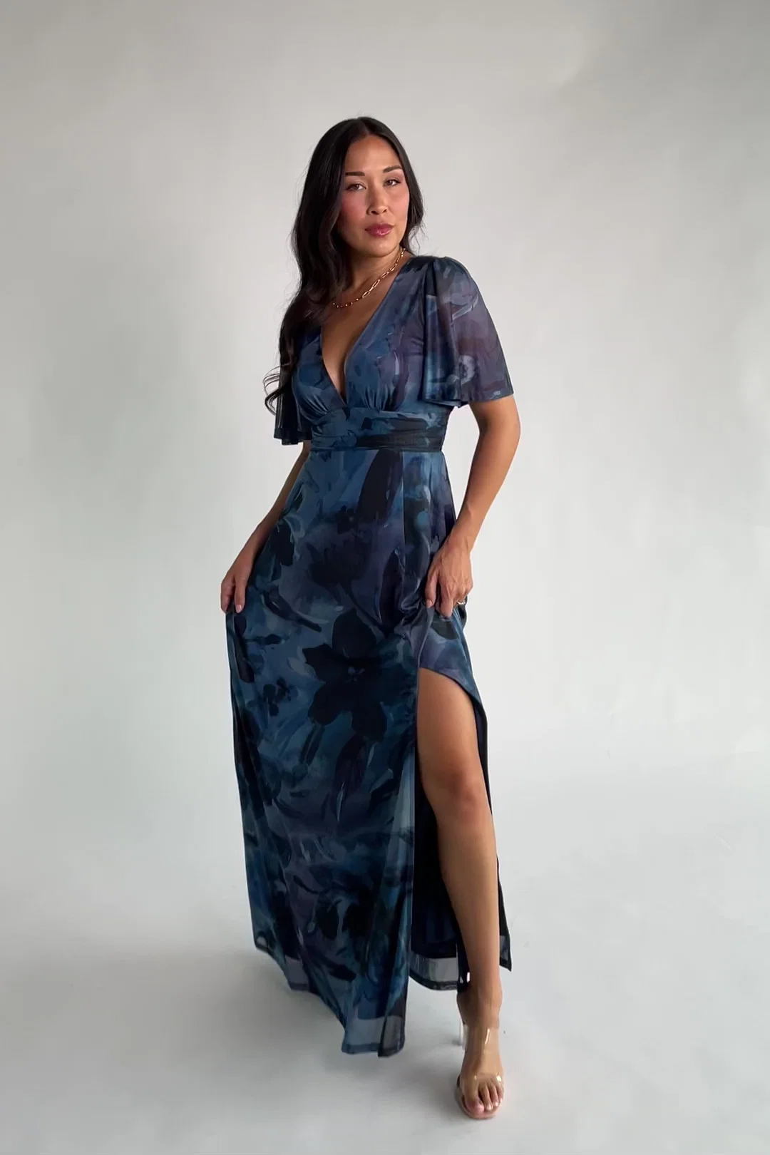 Arianne Mesh Maxi Dress | Midnight Floral