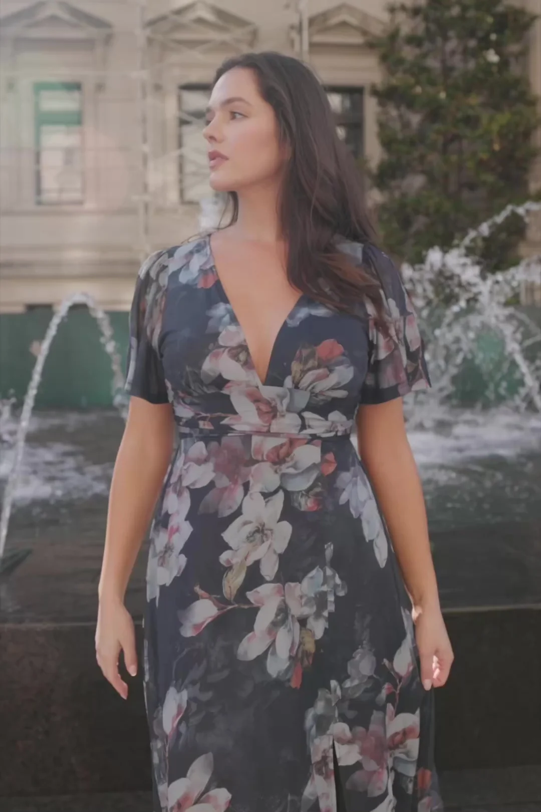 Arianne Mesh Maxi Dress | Deep Blue Floral