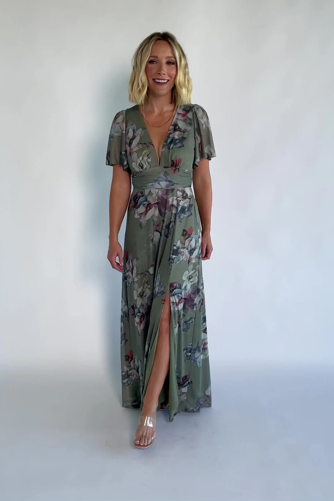 Arianne Mesh Maxi Dress | Sage Floral