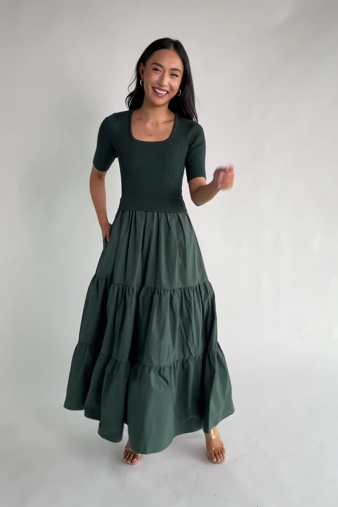 Astra Tiered Dress | Winter Green