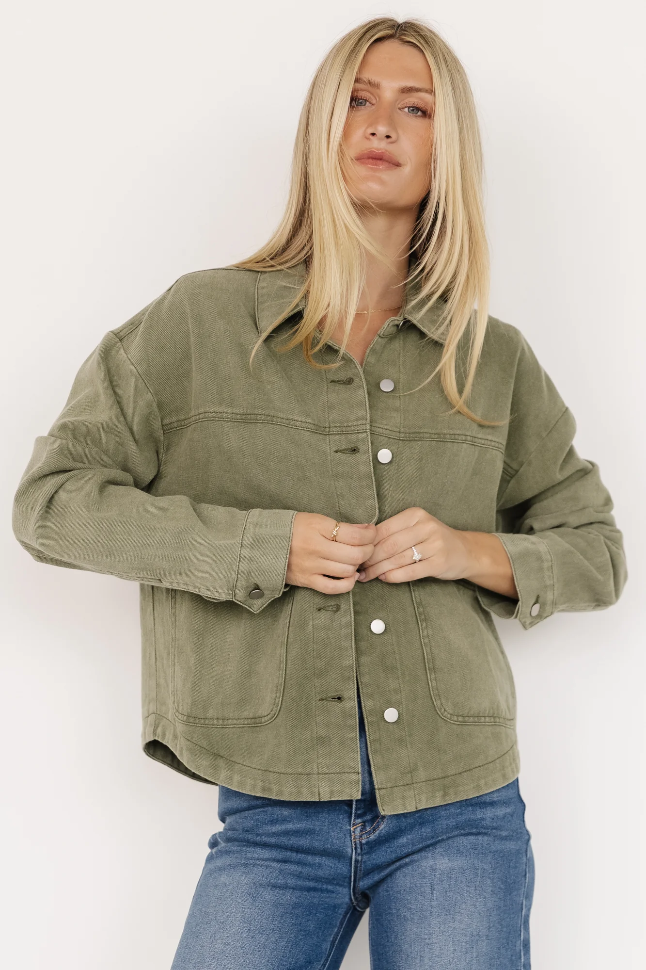 Finn Lightweight Denim Jacket — Olive