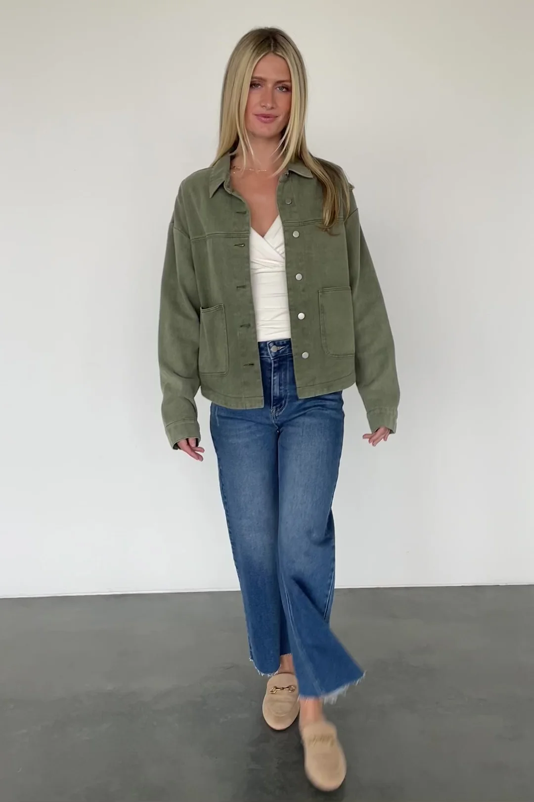 Finn Lightweight Denim Jacket — Olive