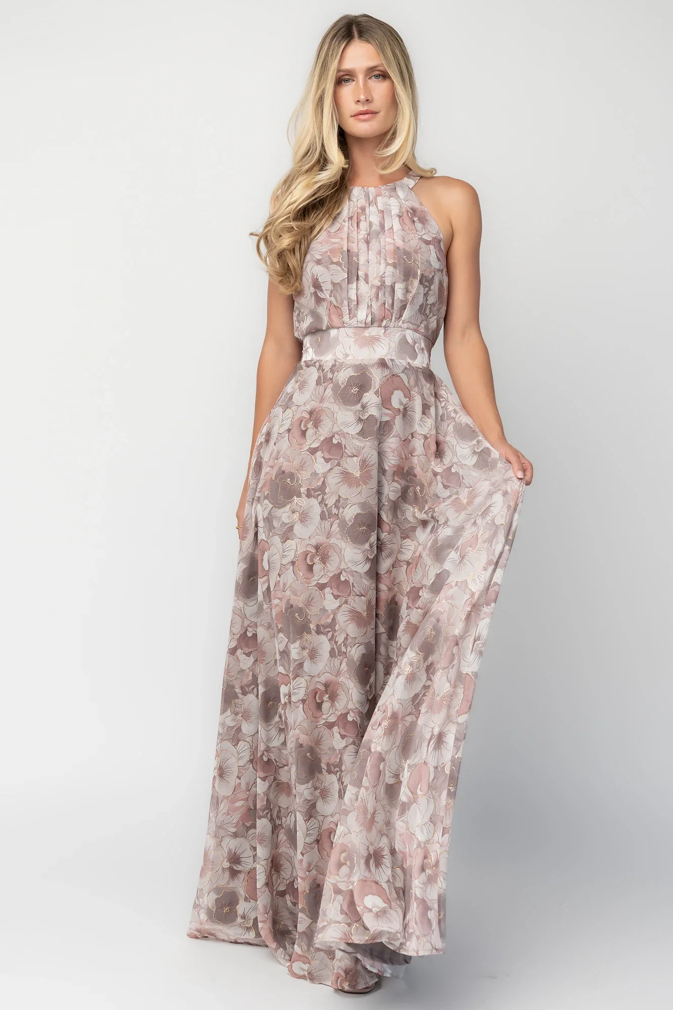 Valeria Midi Dress — Black & Gold Floral