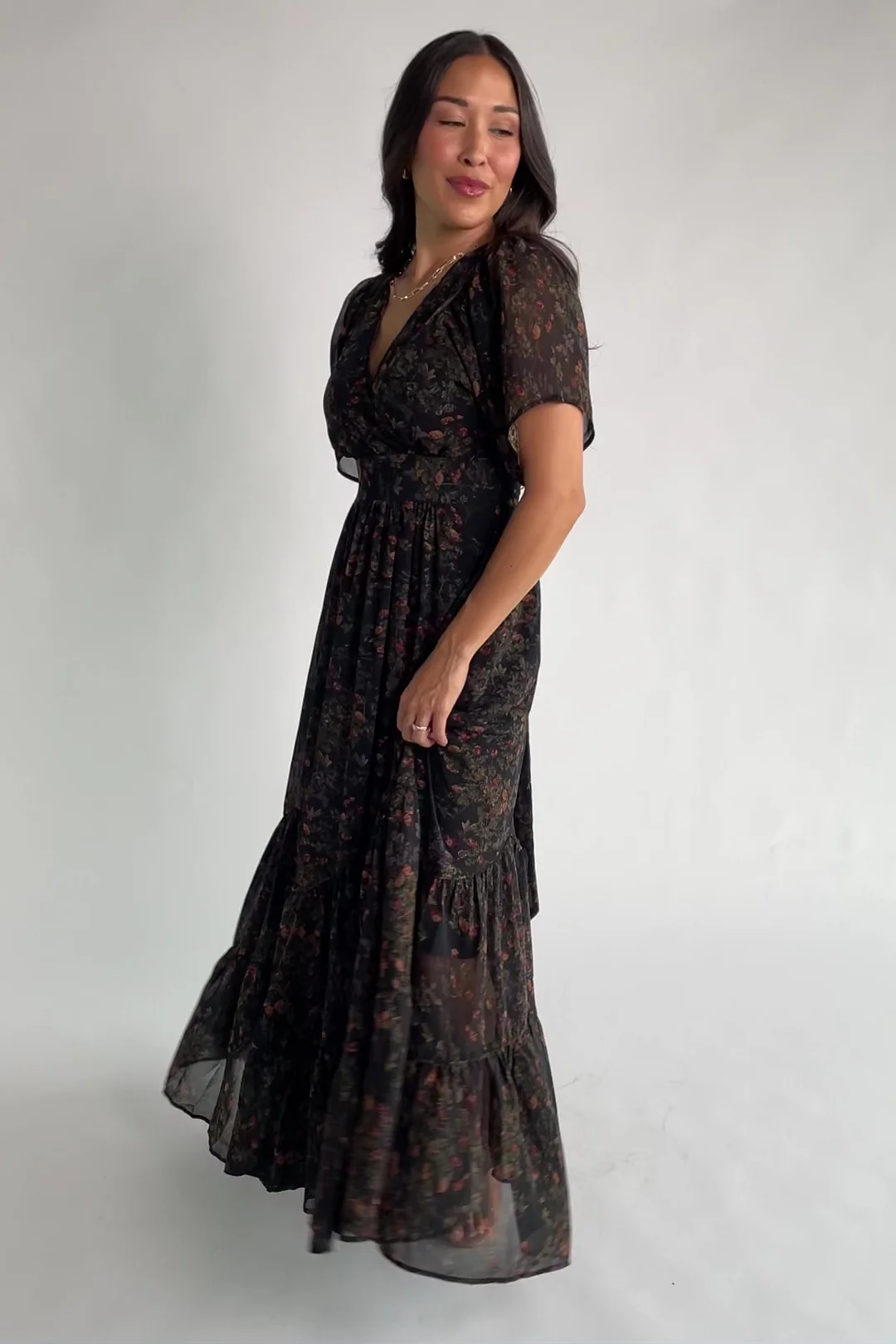 Katherine Maxi Dress | Black Multi Print