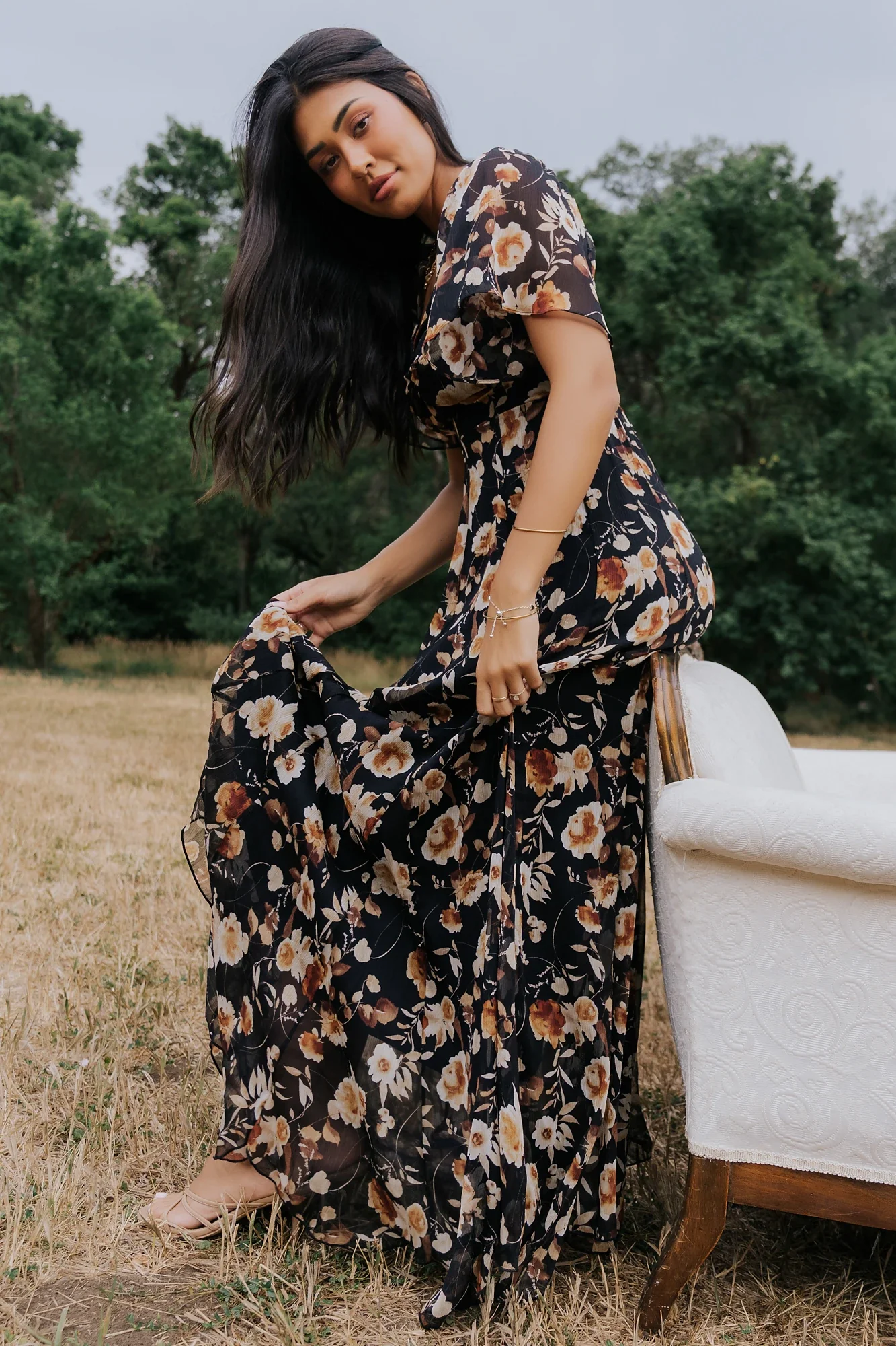Positano Maxi Dress | Black + Golden Floral 4 Positano Maxi Dress | Black + Golden Floral