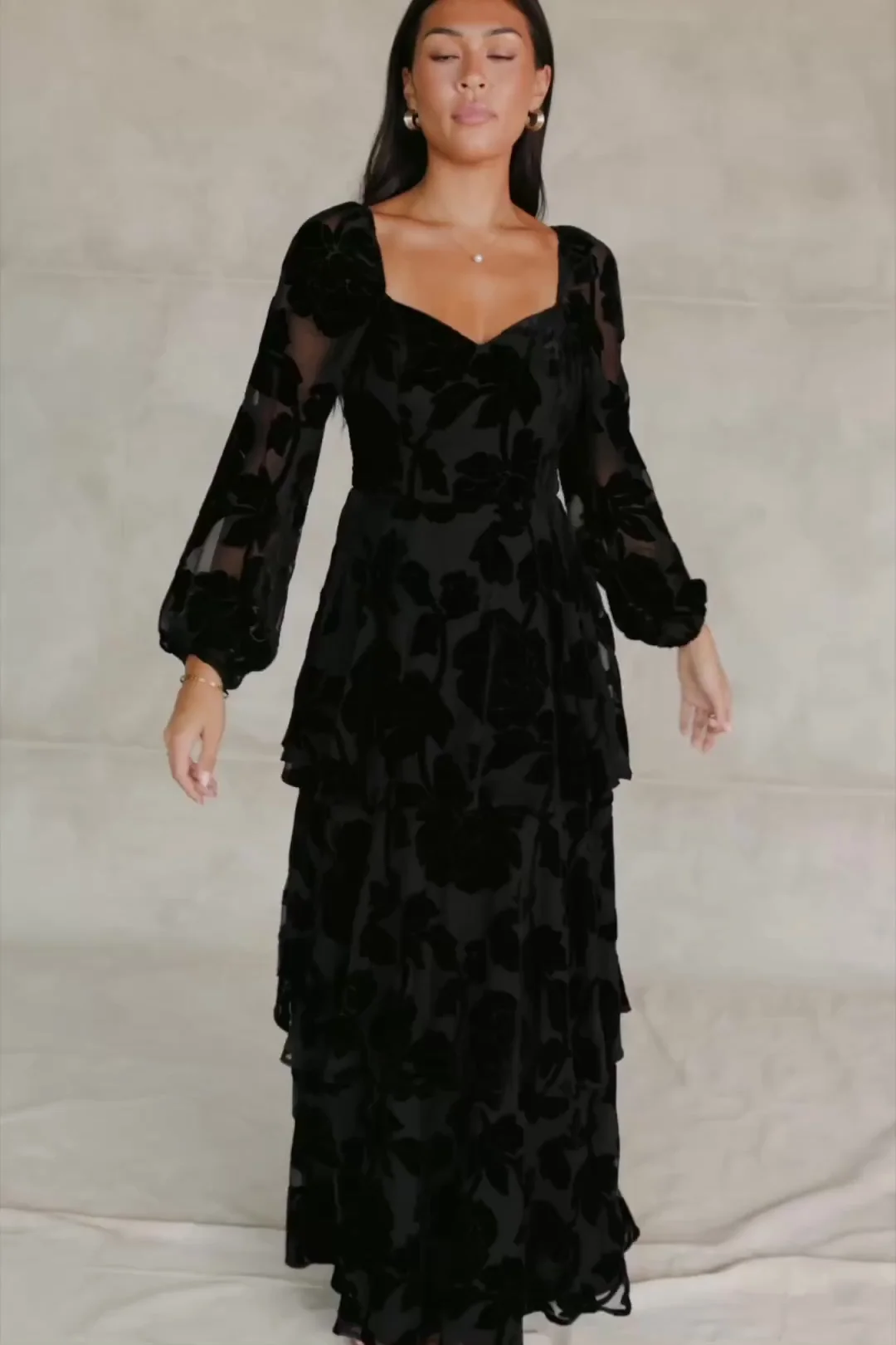 Alexandra Velvet Maxi Dress | Black