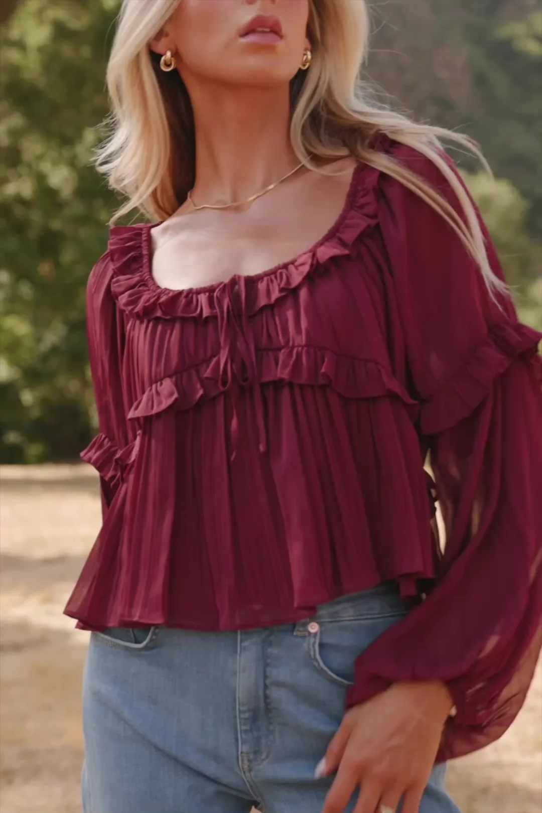 Bellerose Ruffle Top | Burgundy
