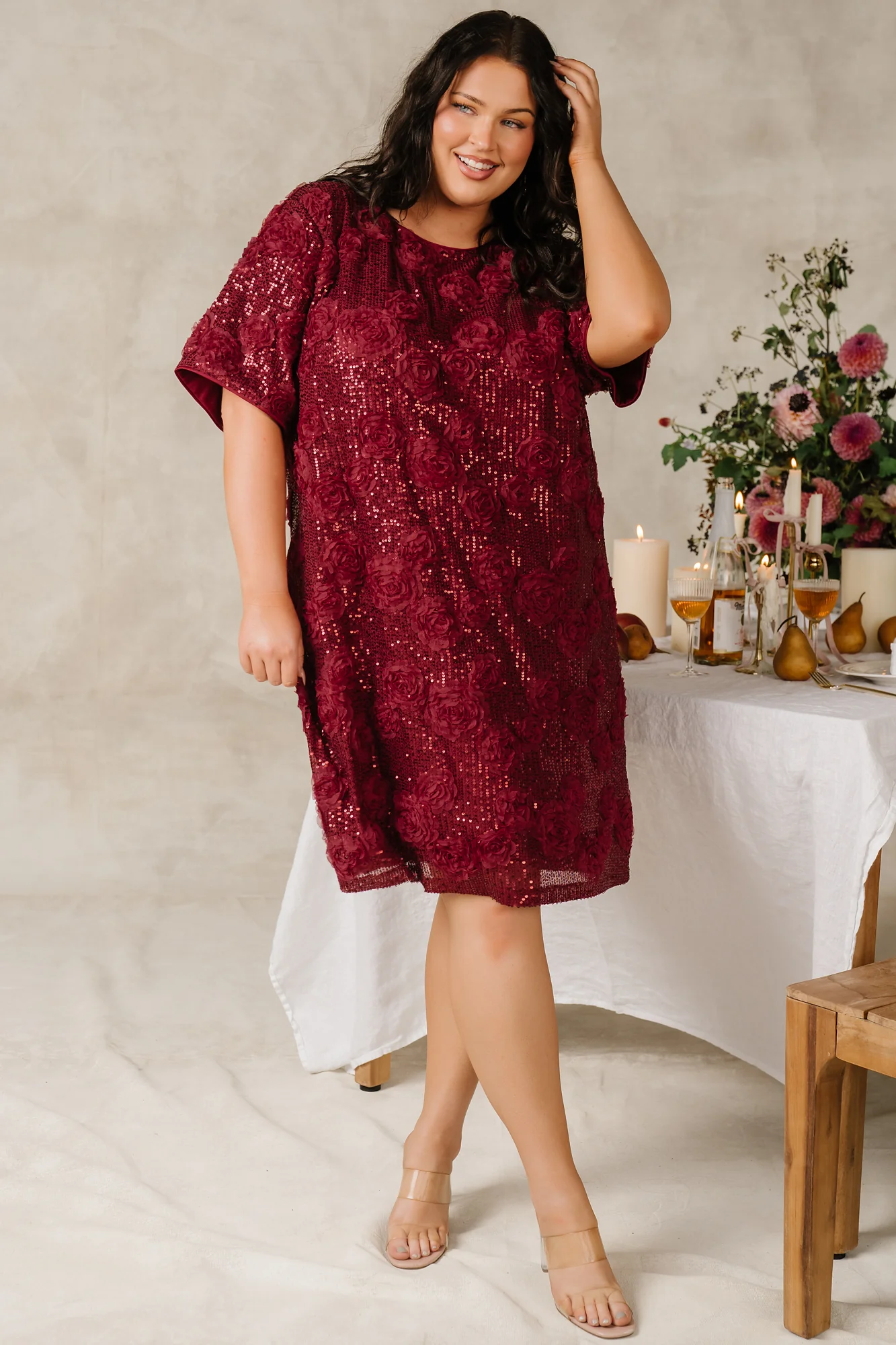 Rhea Sequin Short Dress | Burgundy 1 Rhea Sequin Short Dress | Burgundy