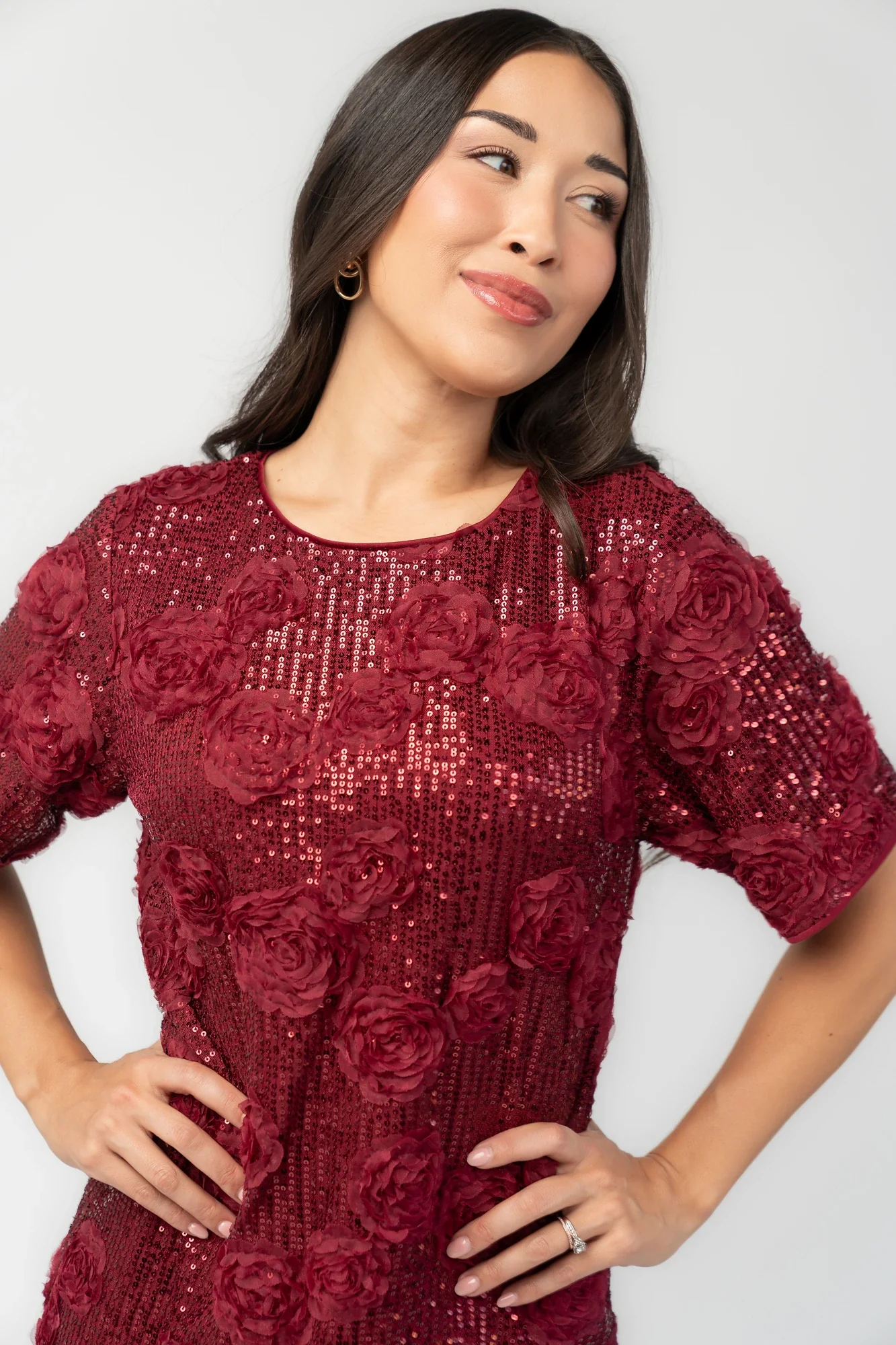 Rhea Sequin Short Dress | Burgundy 6 Rhea Sequin Short Dress | Burgundy