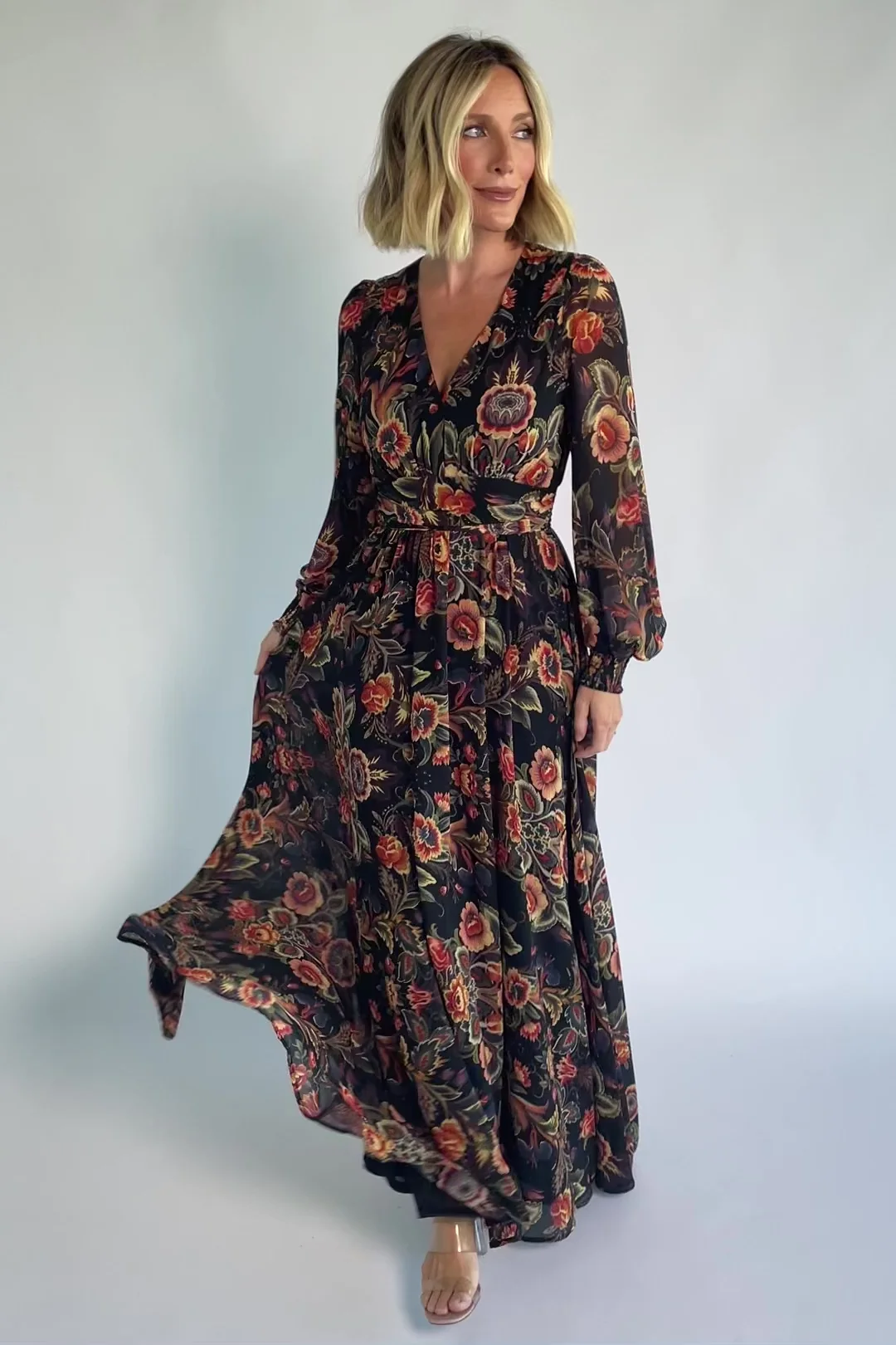 Hera Maxi Dress | Black Multi Print
