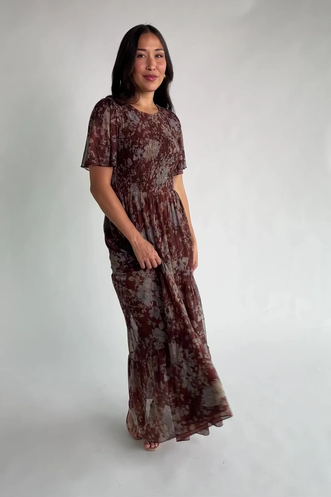 Adelaide Mesh Dress | Brown Multi