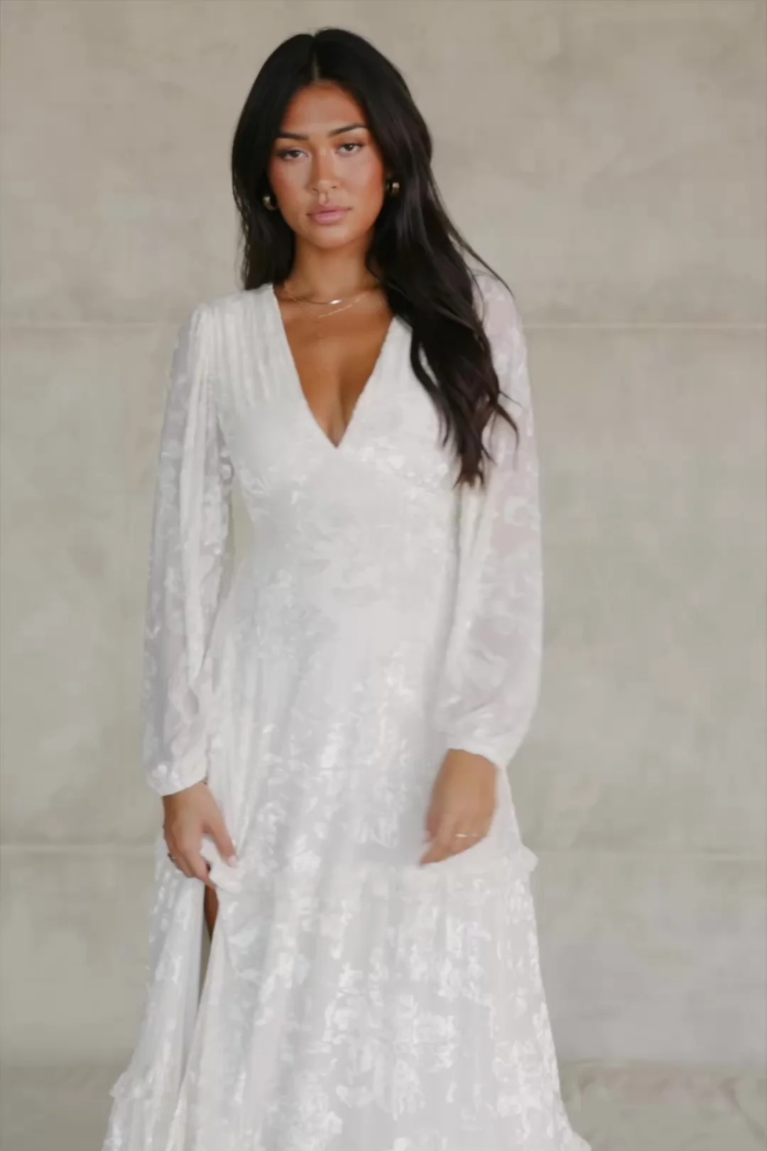 Liana Velvet Embossed Maxi Dress | Ivory 2 Liana Velvet Embossed Maxi Dress | Ivory