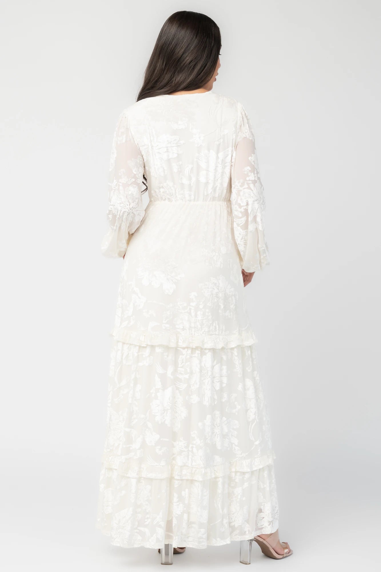 Liana Velvet Embossed Maxi Dress | Ivory 4 Liana Velvet Embossed Maxi Dress | Ivory