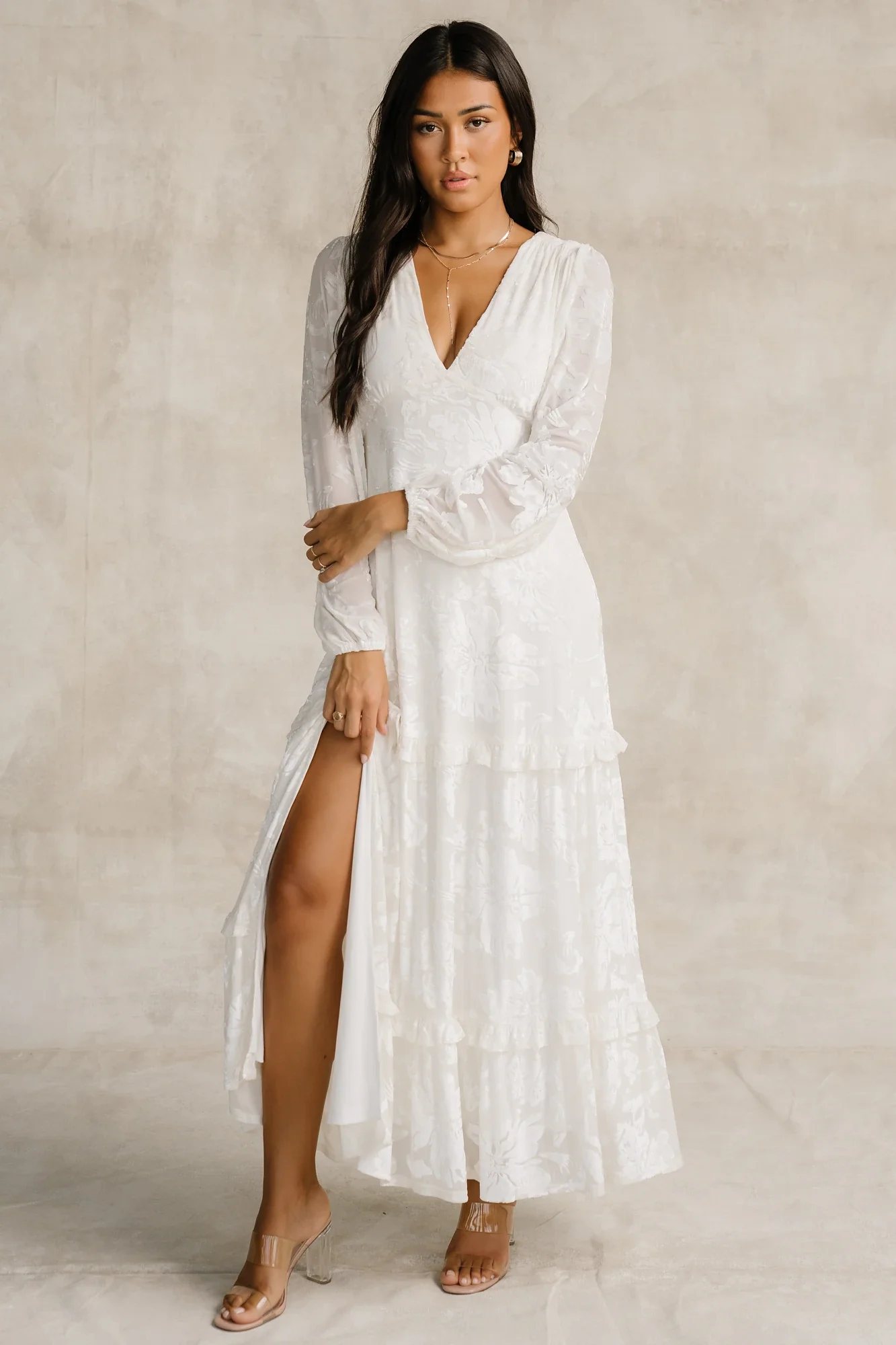 Liana Velvet Embossed Maxi Dress | Ivory 6 Liana Velvet Embossed Maxi Dress | Ivory