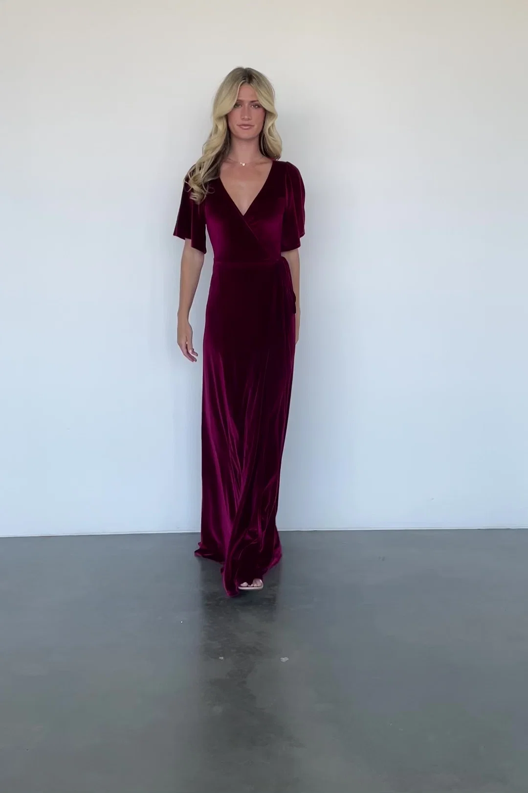 Meghan Velvet Wrap Maxi Dress — Mulberry 2 Meghan Velvet Wrap Maxi Dress — Mulberry