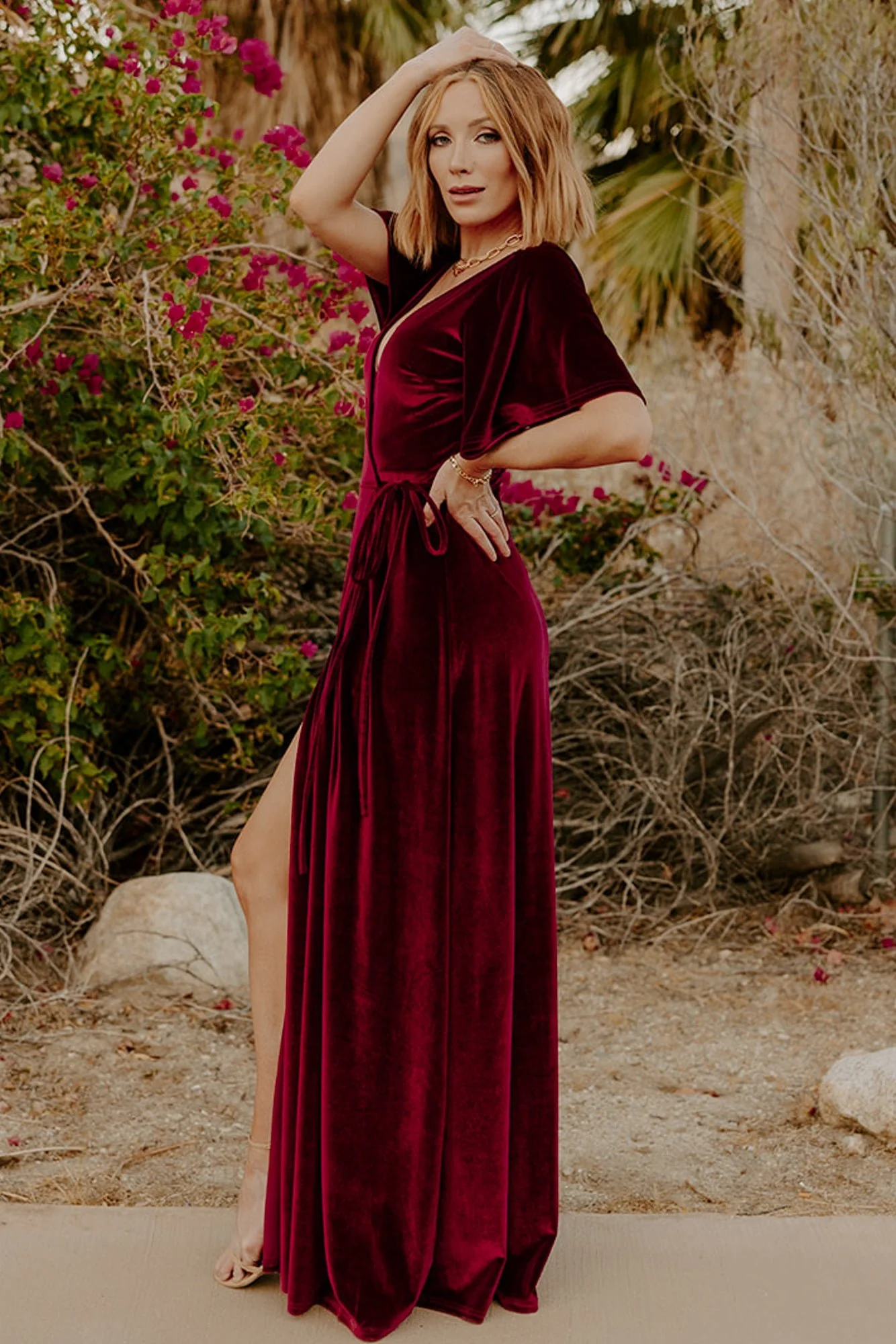 Meghan Velvet Wrap Maxi Dress — Mulberry 3 Meghan Velvet Wrap Maxi Dress — Mulberry