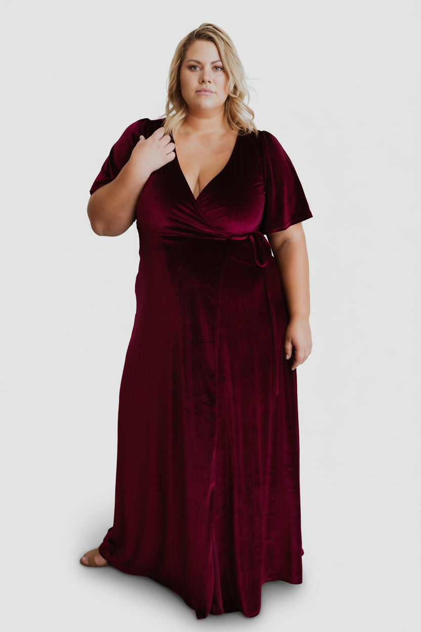 Meghan Velvet Wrap Maxi Dress — Mulberry 5 Meghan Velvet Wrap Maxi Dress — Mulberry