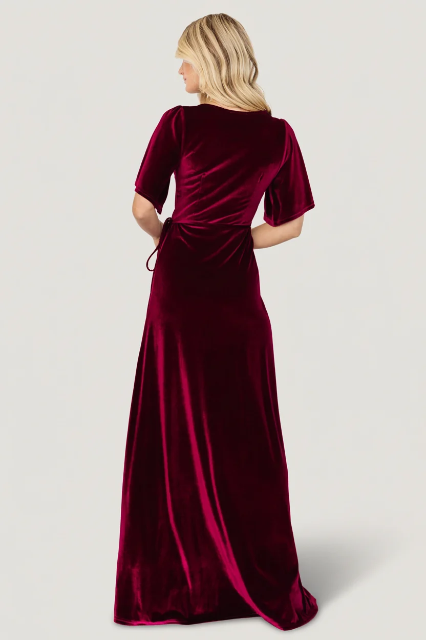 Meghan Velvet Wrap Maxi Dress — Mulberry 7 Meghan Velvet Wrap Maxi Dress — Mulberry