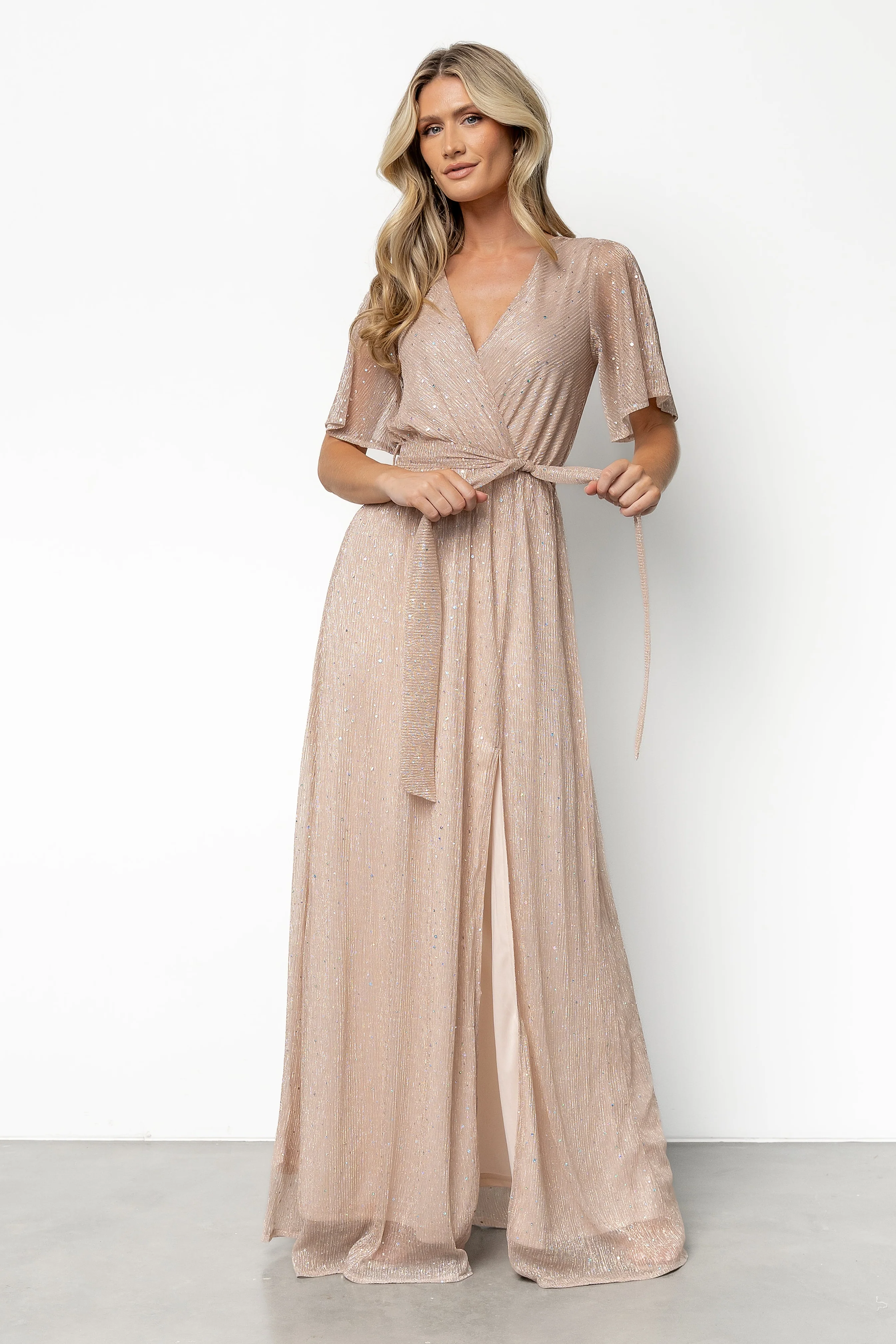 Grace Sparkle Sequin Maxi Gown in Champagne