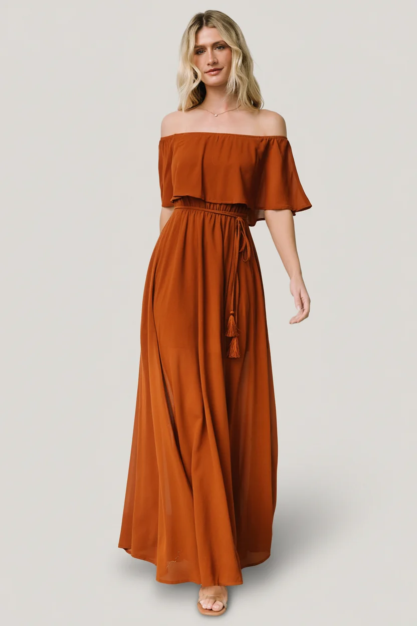 Victoria Off Shoulder Maxi Dress — Spice