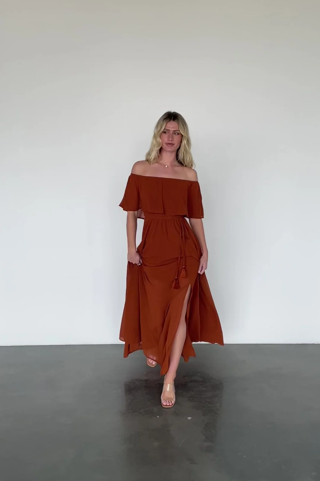 Victoria Off Shoulder Maxi Dress — Spice