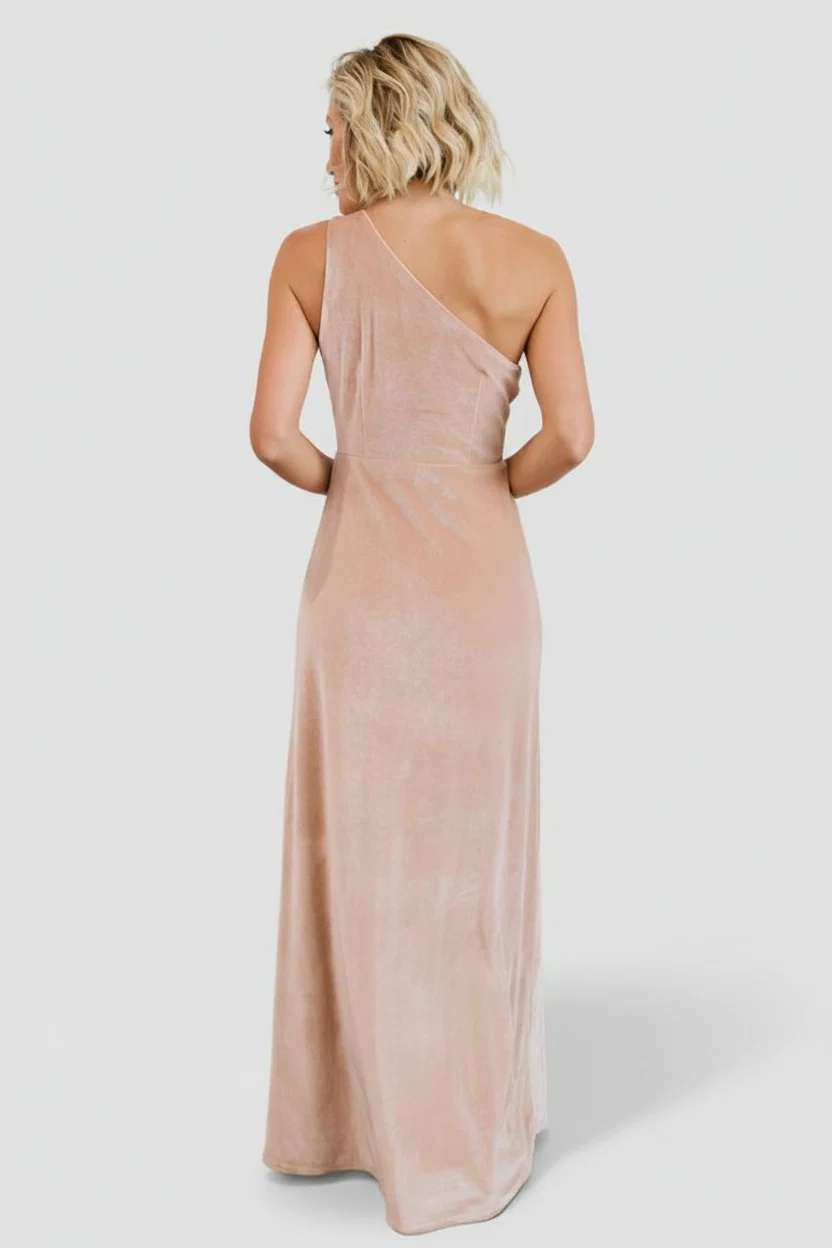 Tatiana One-Shoulder Maxi Dress, Champagne 4 Tatiana One-Shoulder Maxi Dress, Champagne