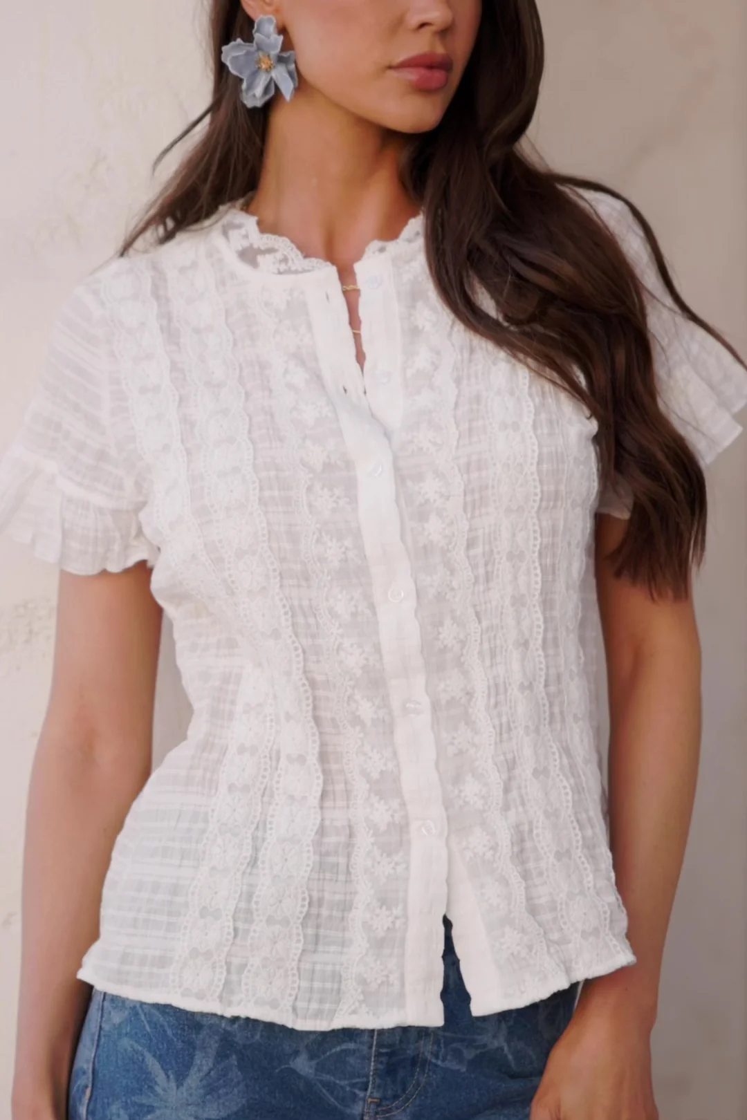 Zara Lace Top - 100% Cotton Lace Blouse