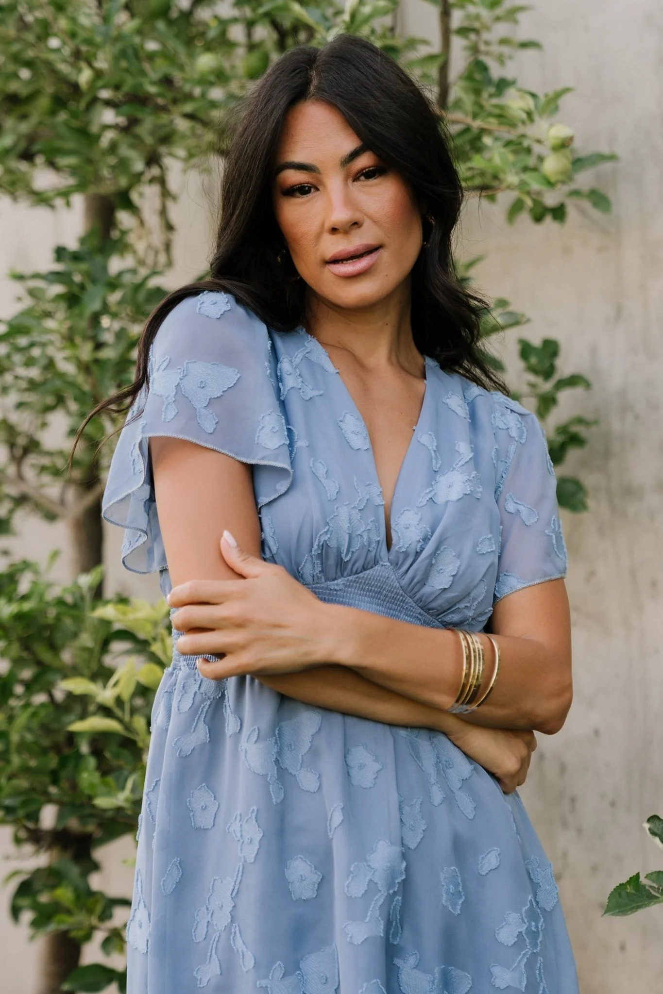 June Smocked Midi Dress — Chiffon Midi in Blue 7 June Smocked Midi Dress — Chiffon Midi in Blue