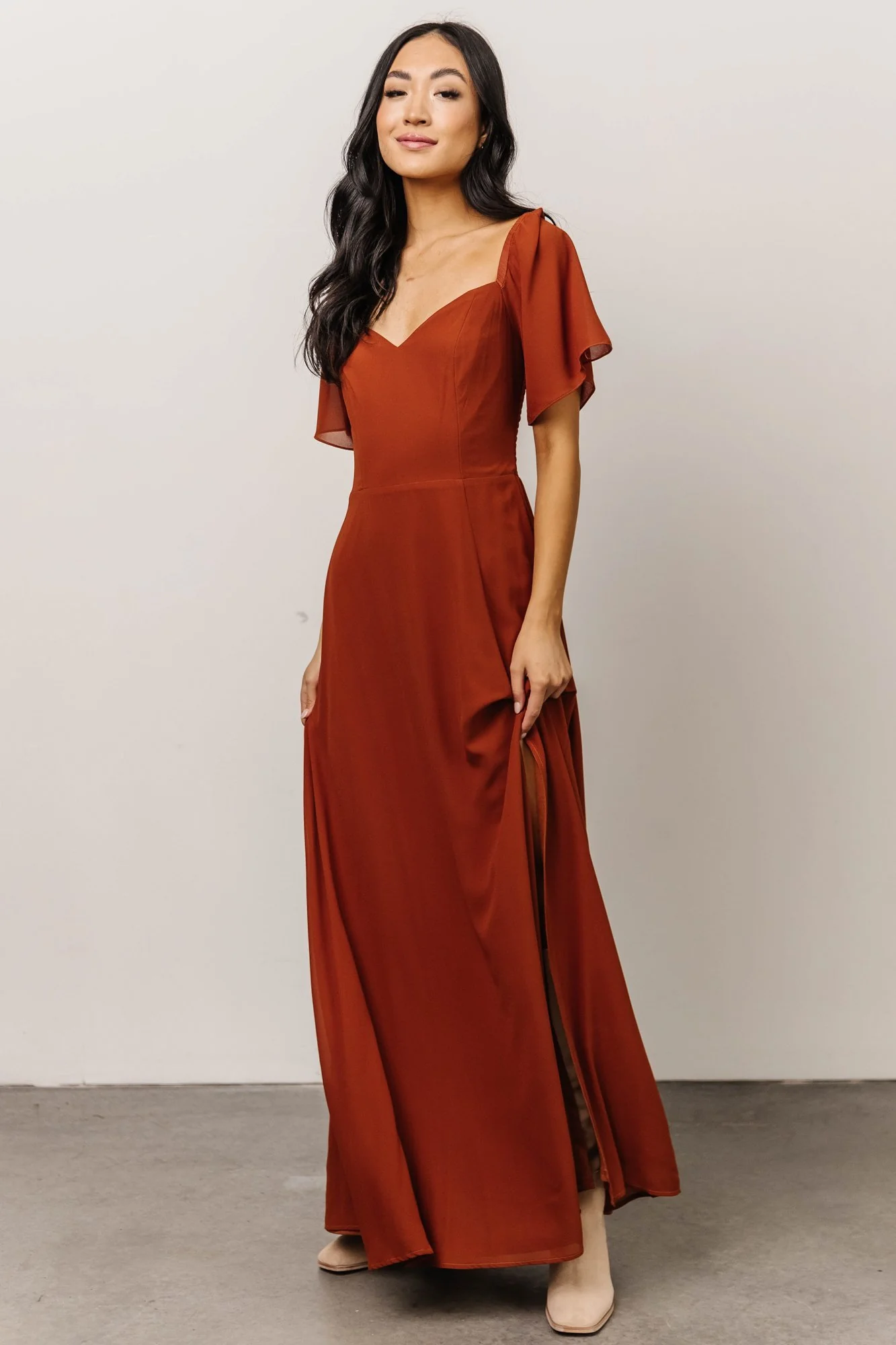 Sierra Sweetheart Maxi Dress — Chiffon, Spice