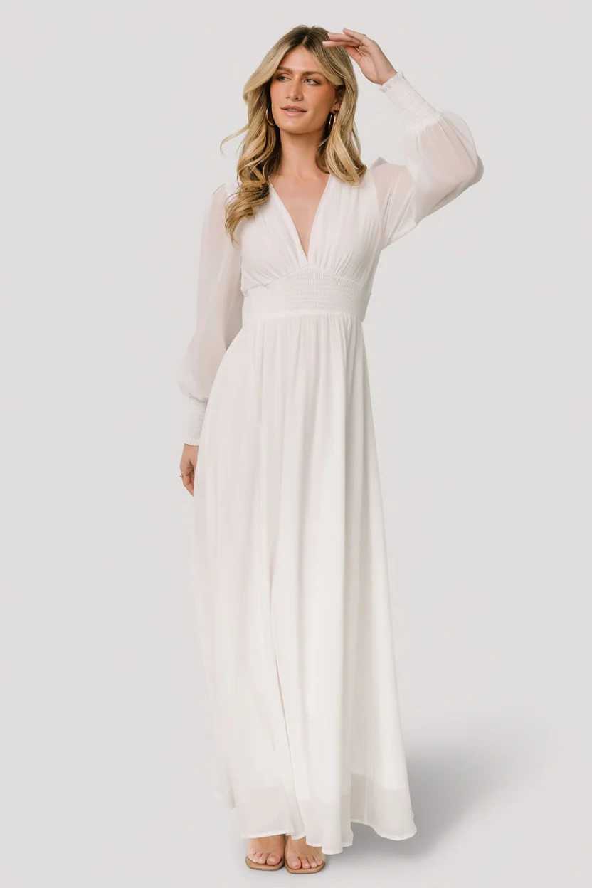 Olivia Maxi Dress — White Chiffon Maxi
