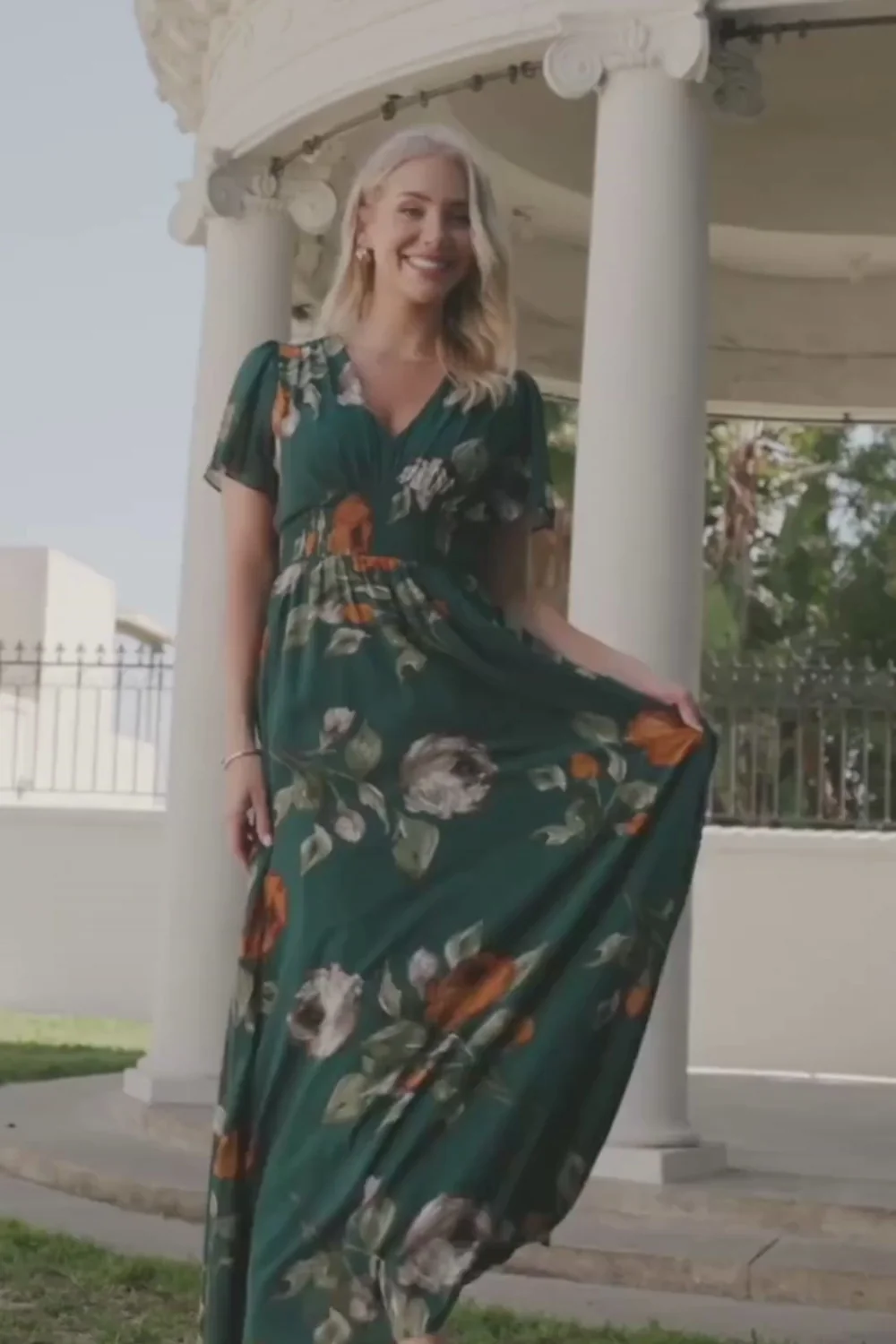 Birdie Maxi Dress - Deep Topaz Floral V-Neck