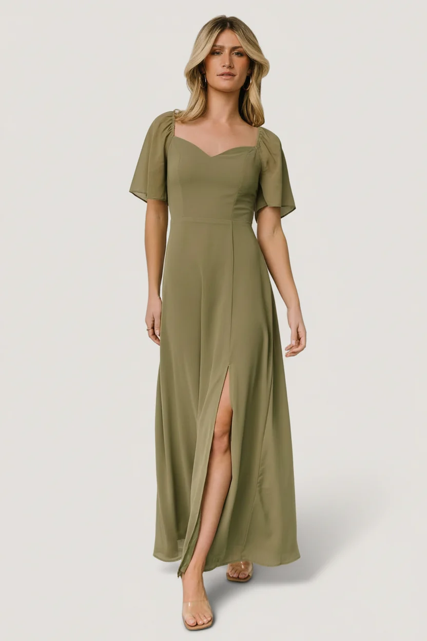 Sierra Sweetheart Maxi Dress in Dusty Olive