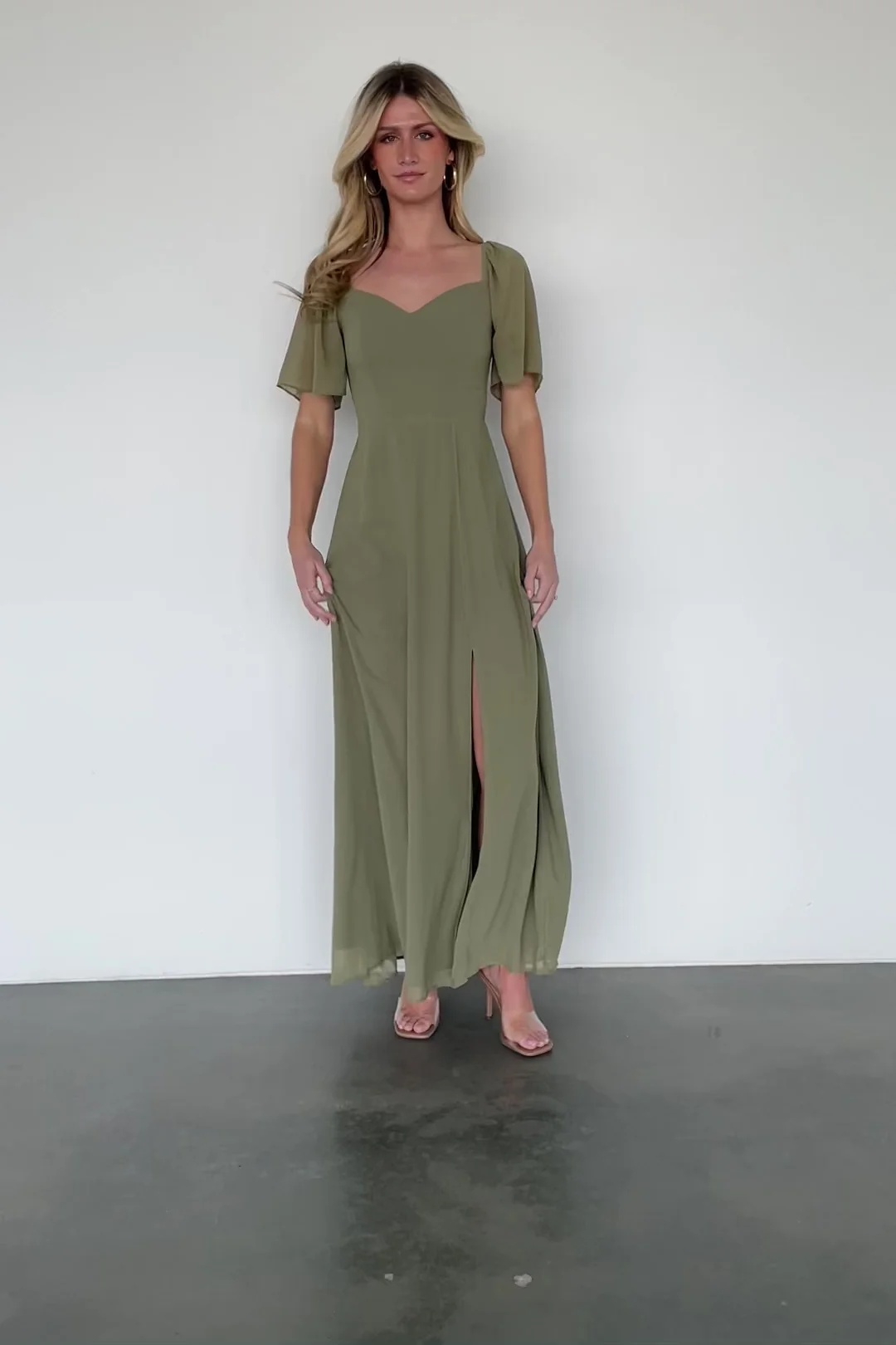 Sierra Sweetheart Maxi Dress in Dusty Olive