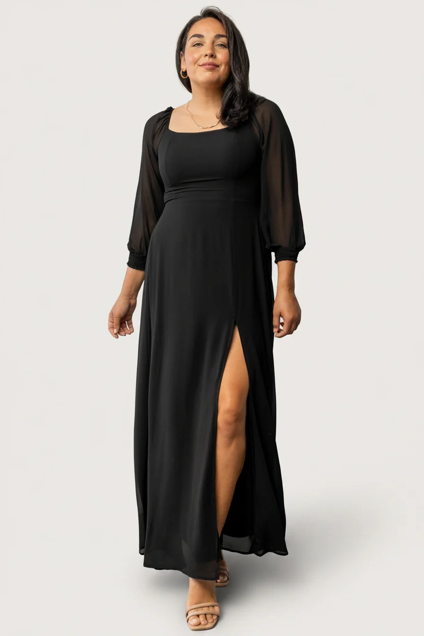 Giselle Maxi Dress - Black, Smocked Bodice