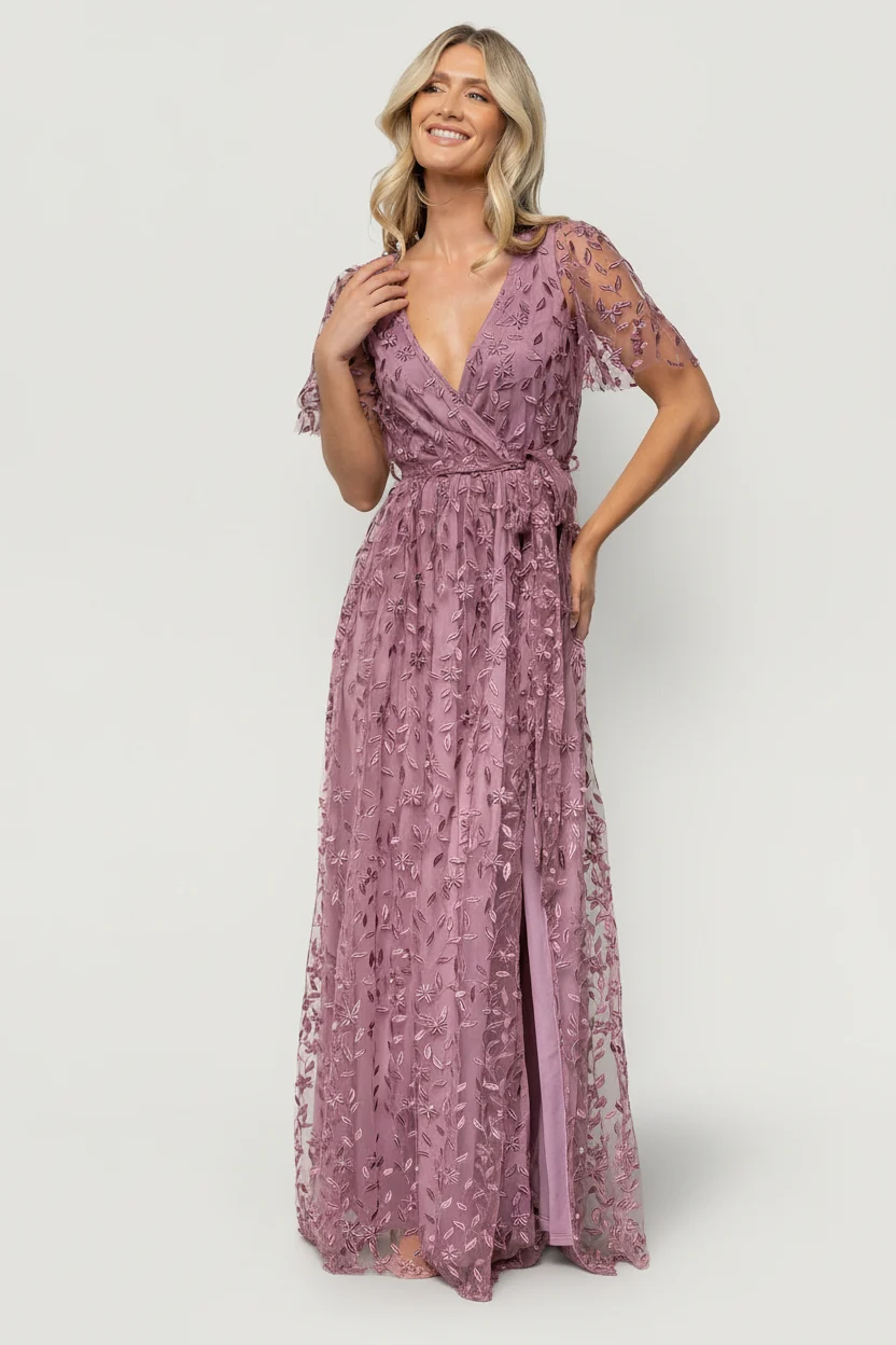 Marseille Embossed Maxi Dress — Lavender