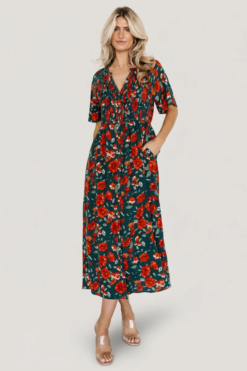 Botega Midi Dress — Jade Multi Floral Midi