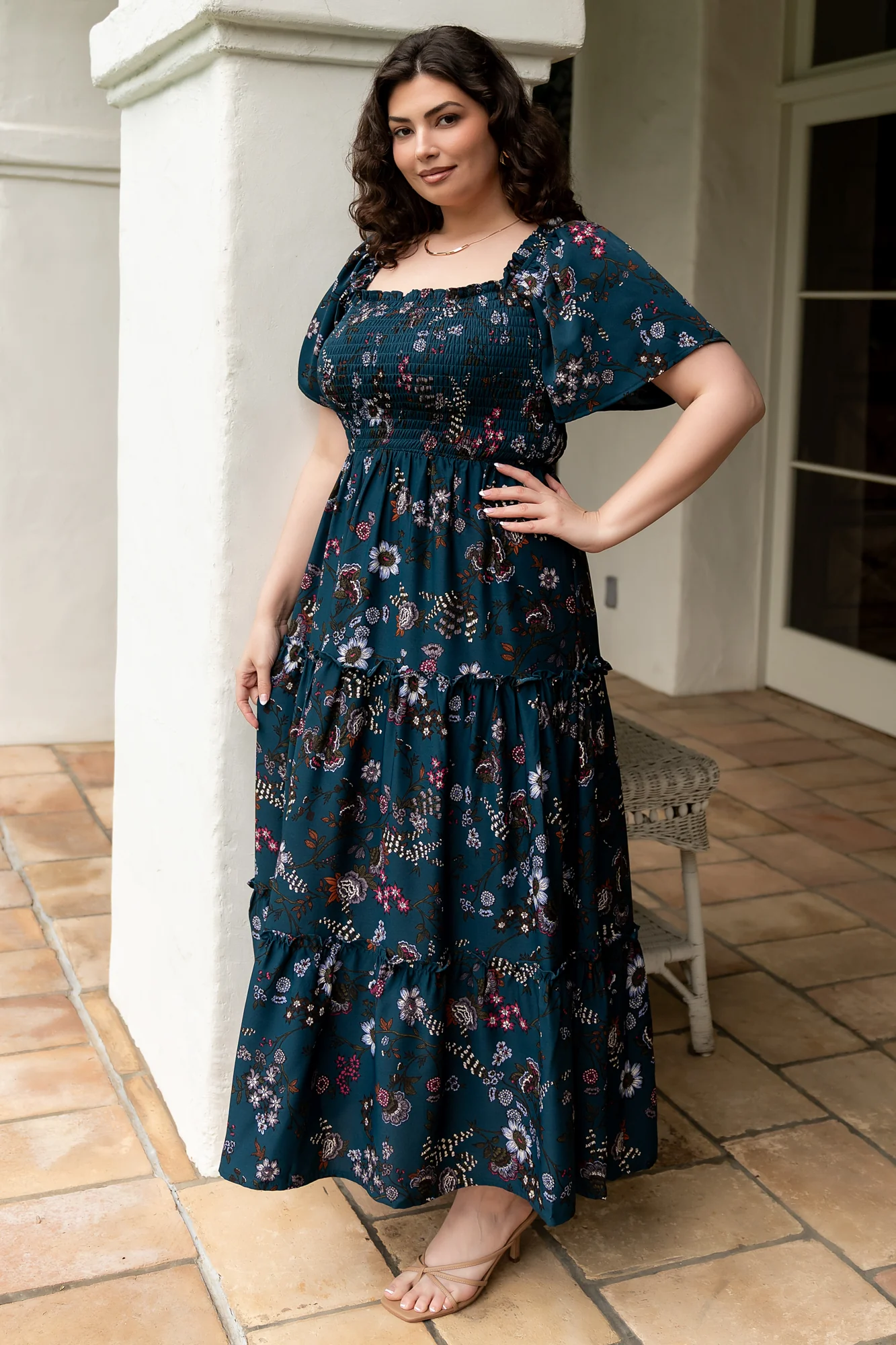 Southampton Smocked Maxi — Jade Blossom