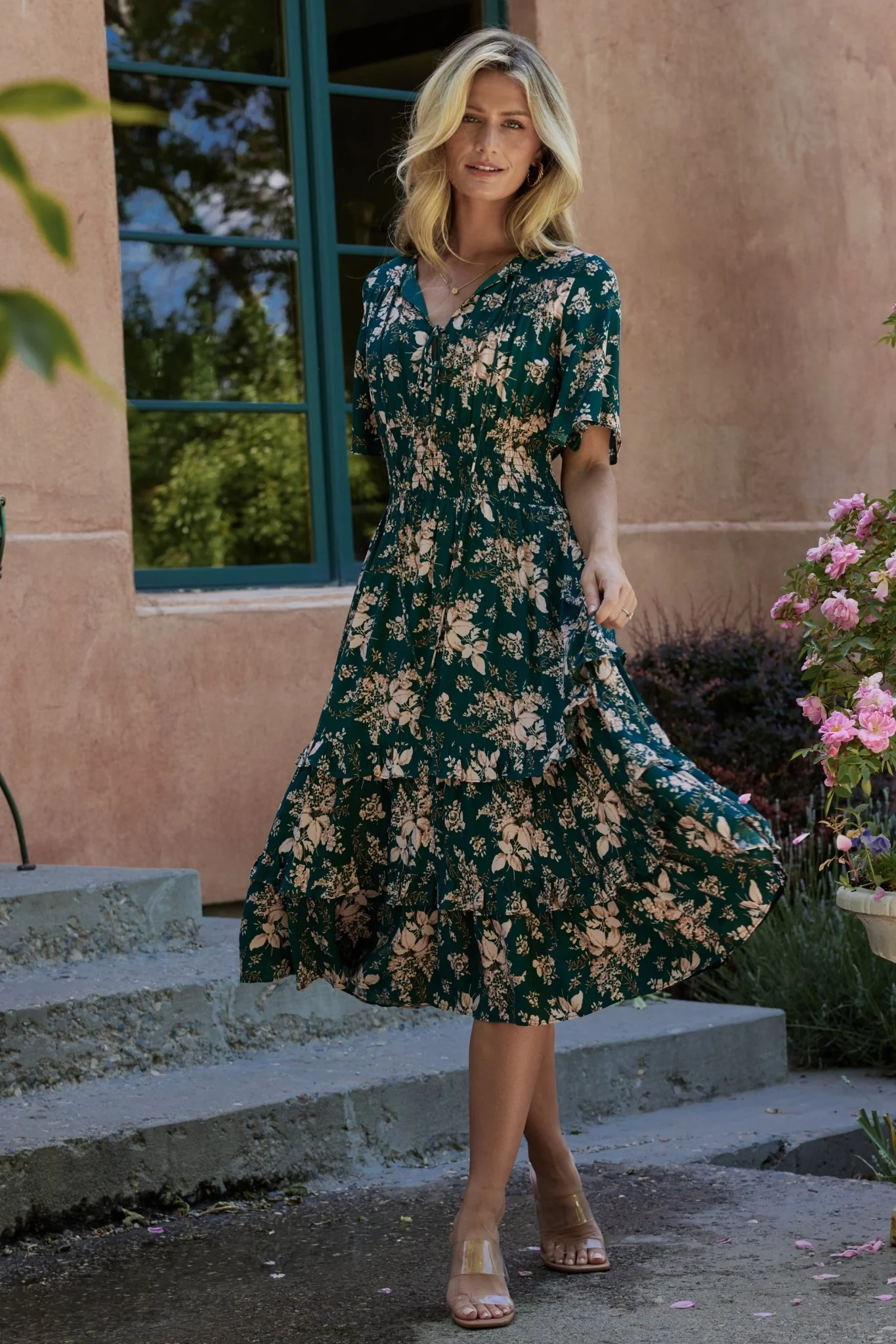 Spell Boho Midi Dress — Topaz & Blush Floral