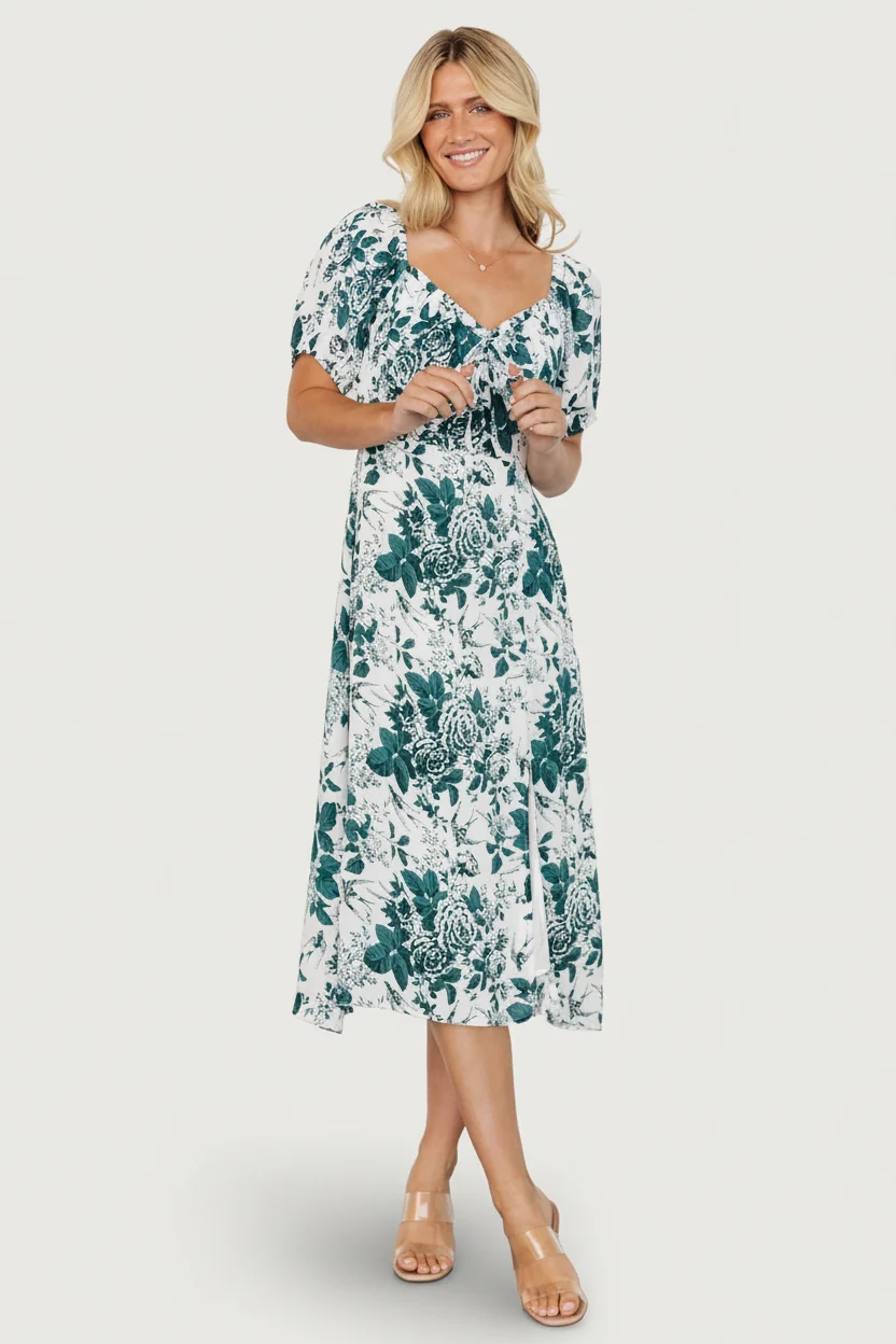 Cadence Smocked Midi Dress — Jade Floral