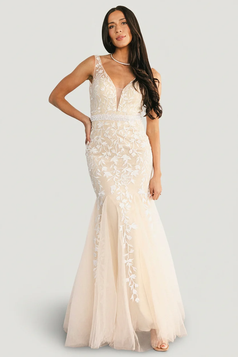 Fleurette Mermaid Bridal Gown — Beige & Ivory